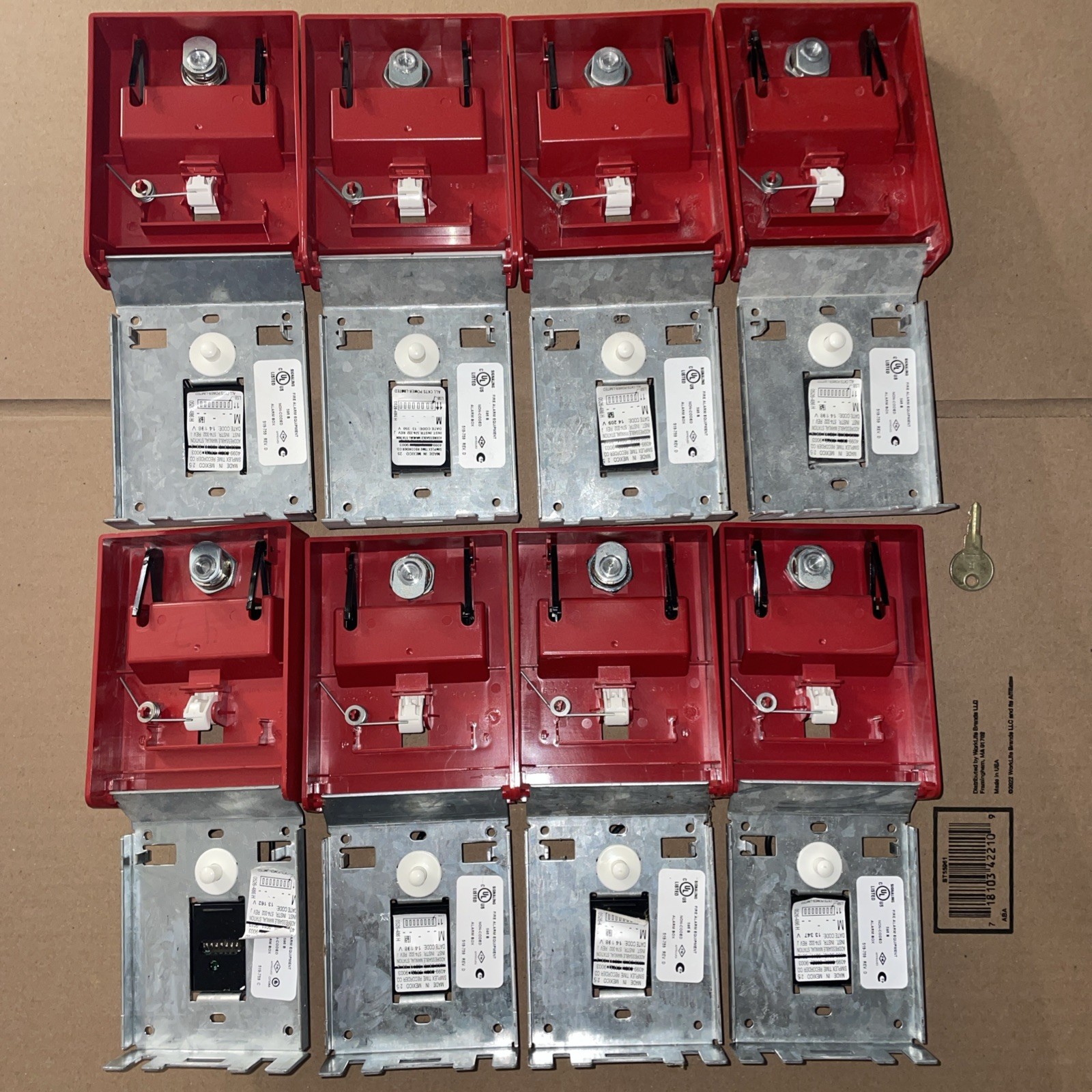 LOT OF 8 Simplex Fire Alarm Pull Station 4099-9003 With Only 1 Key. Used