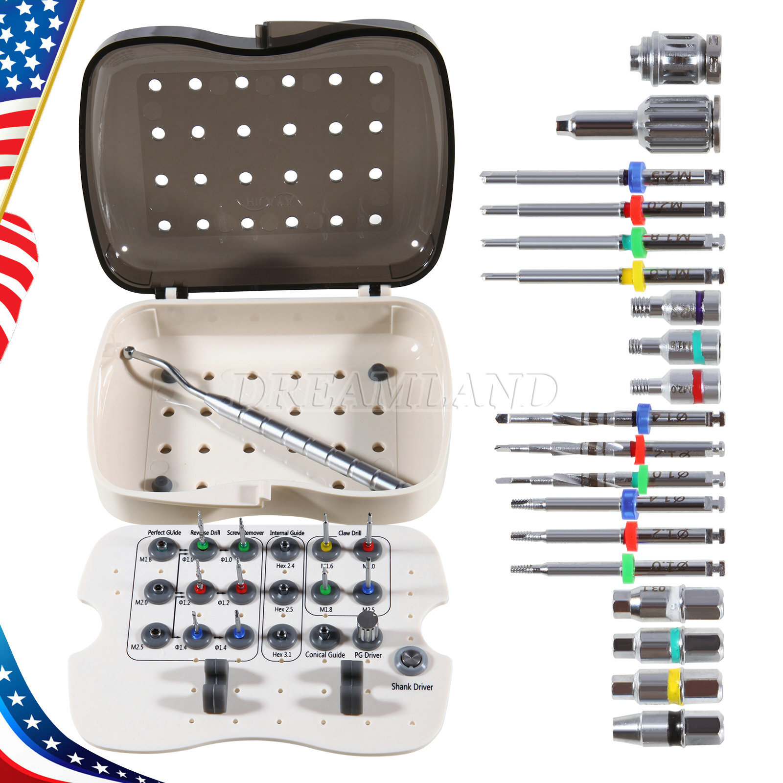 Dental Implant Broken Fractured Screw Removal Kit Drill Guide Remover USA