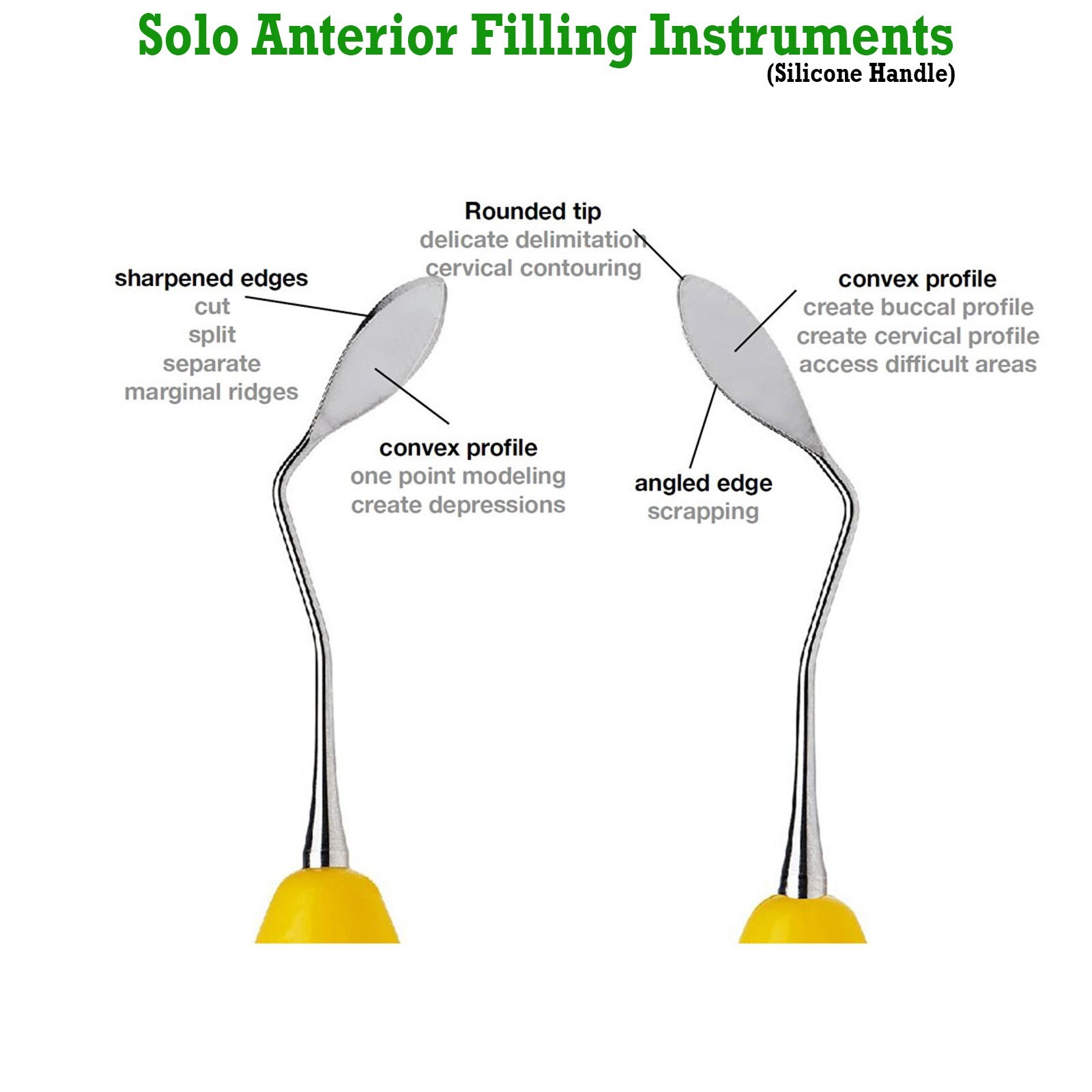 Solo Anterior Dental Composite Filling Instruments Restorative Silicone Handle