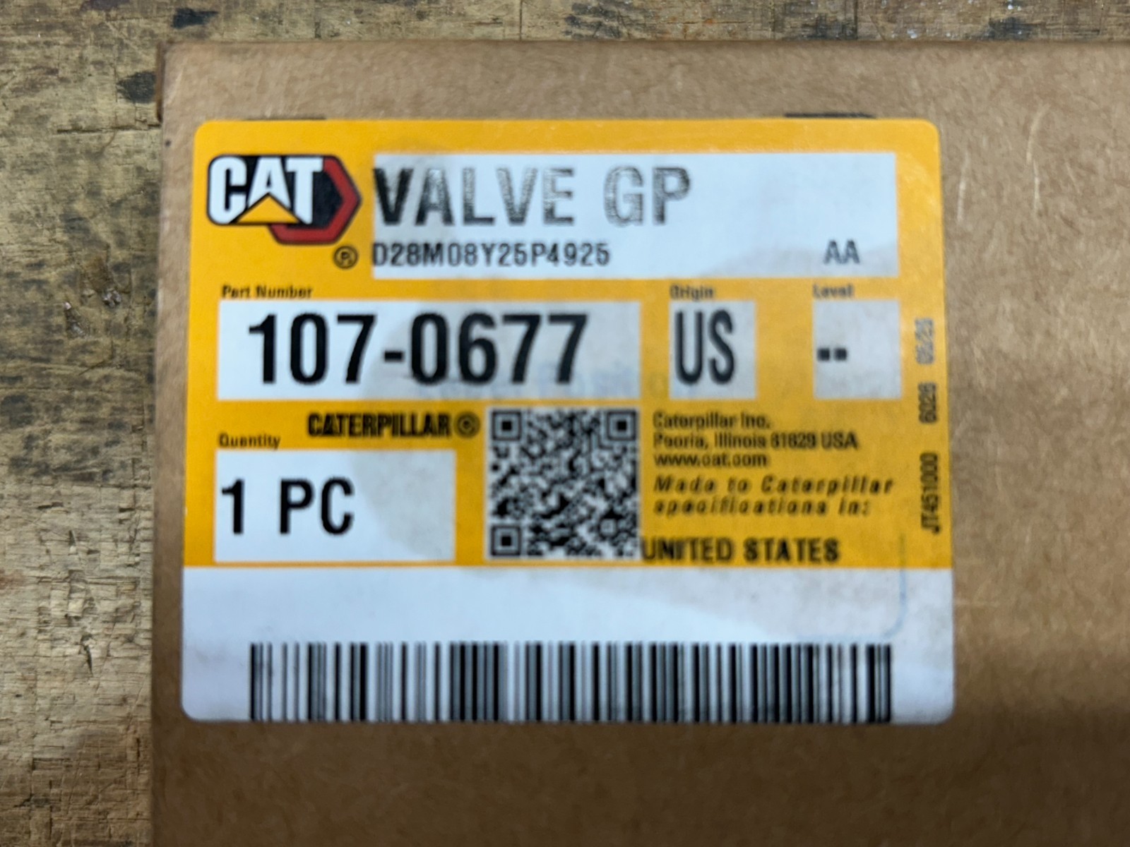 CAT Genuine OEM 107-0677 3/4″ Pressure Control Solenoid Valve New