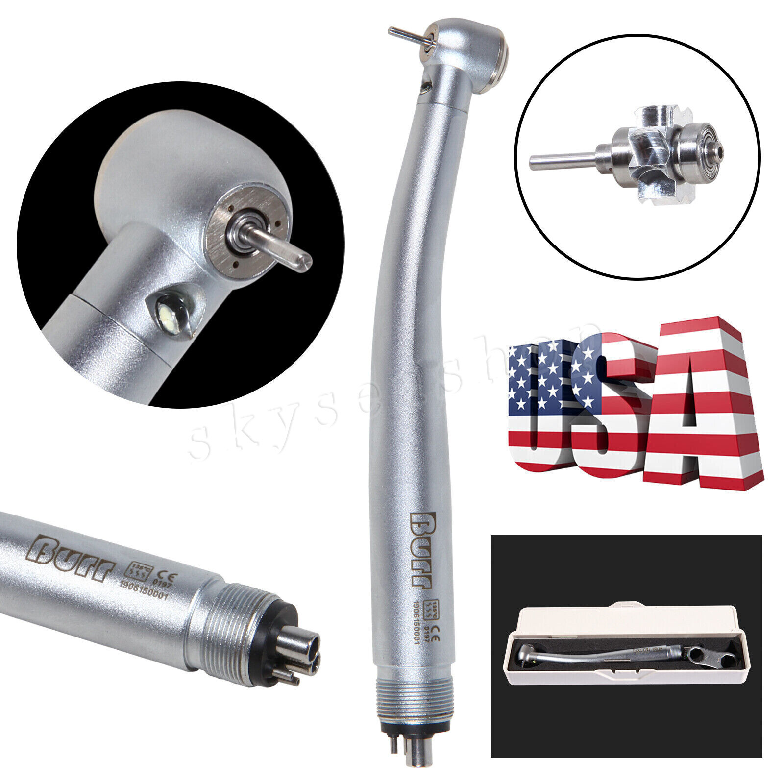 Pieza de mano LED turbina alta velocidad fibra óptica dental for NSK 4 Holes M4