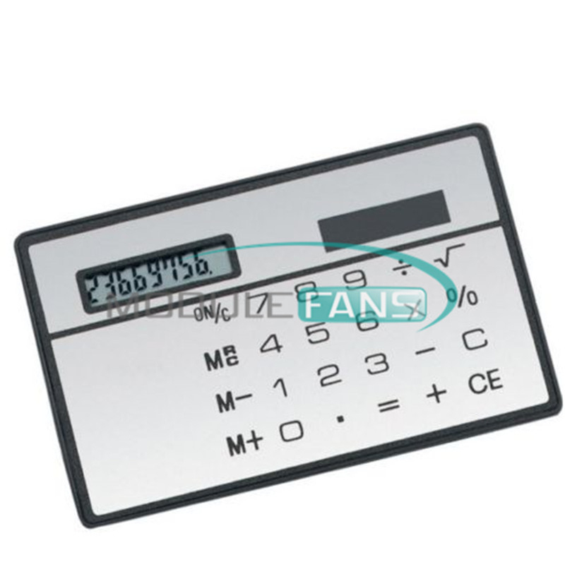 2PCS 8 Digits Ultra Thin Mini Slim Credit Card Solar Power Pocket Calculator New