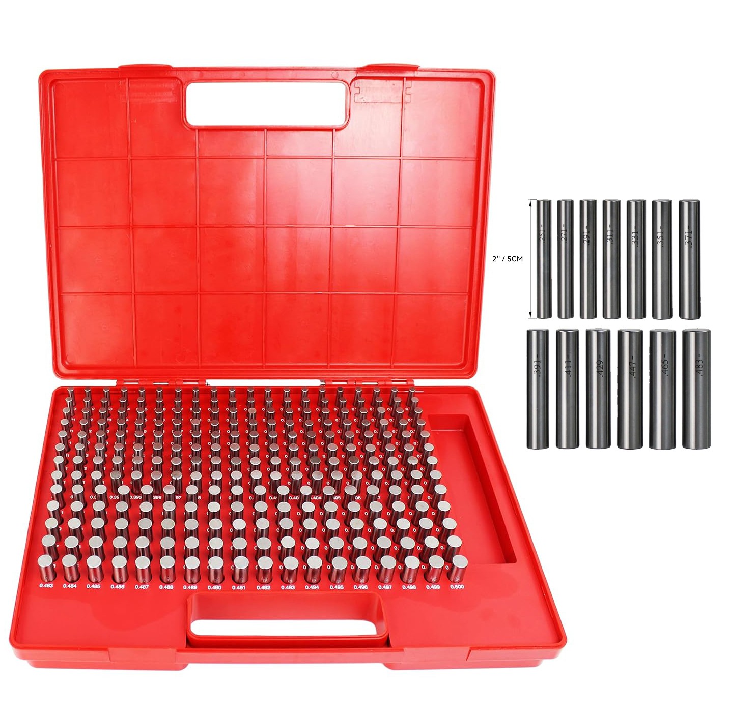 250Pcs Pin Gage M2 0.251 -0.500″ Metal Gage Set Minus Class ZZ Storage Case US