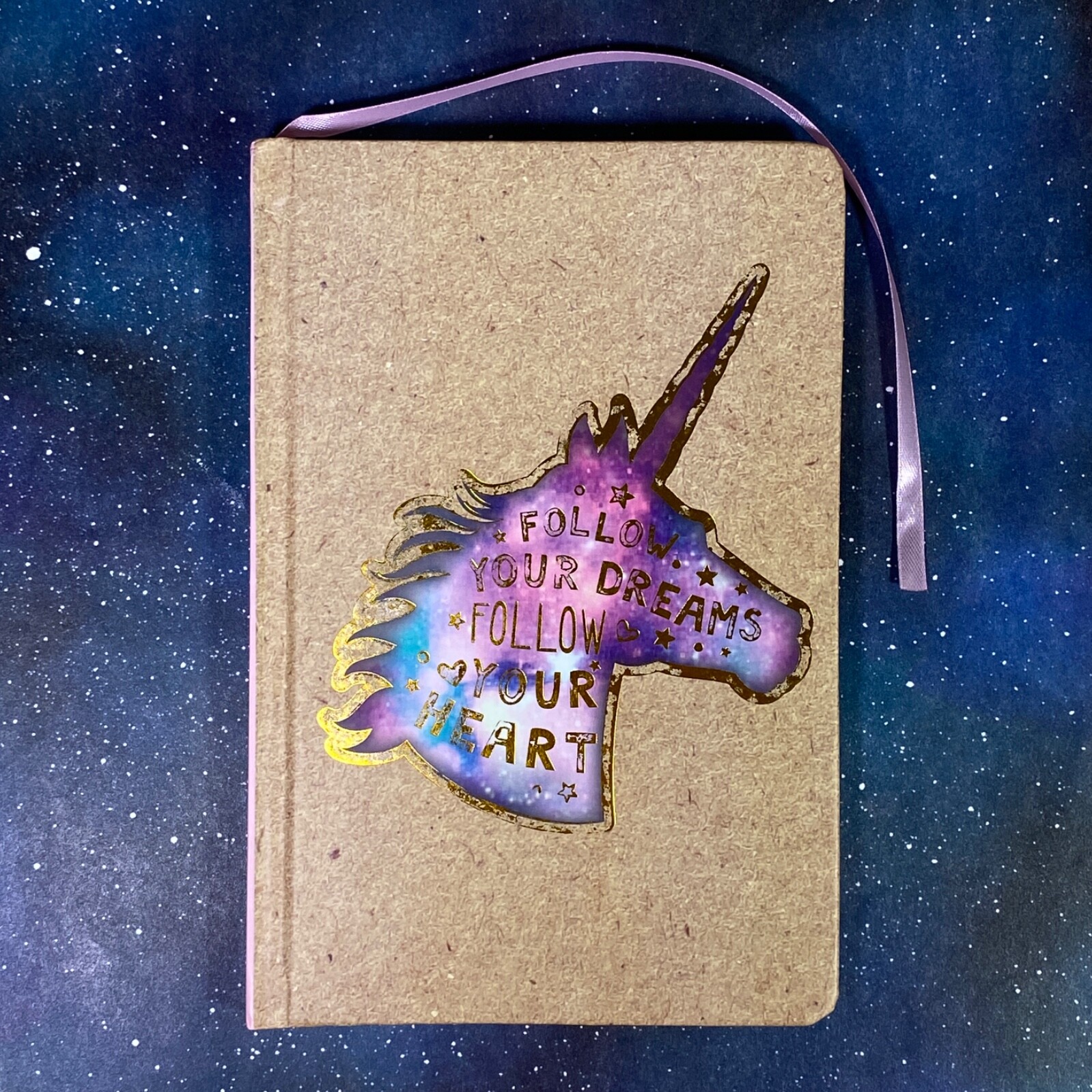 Unicorn Notebook Diary Journal Lined Pages Satin Bookmark Office Work School n