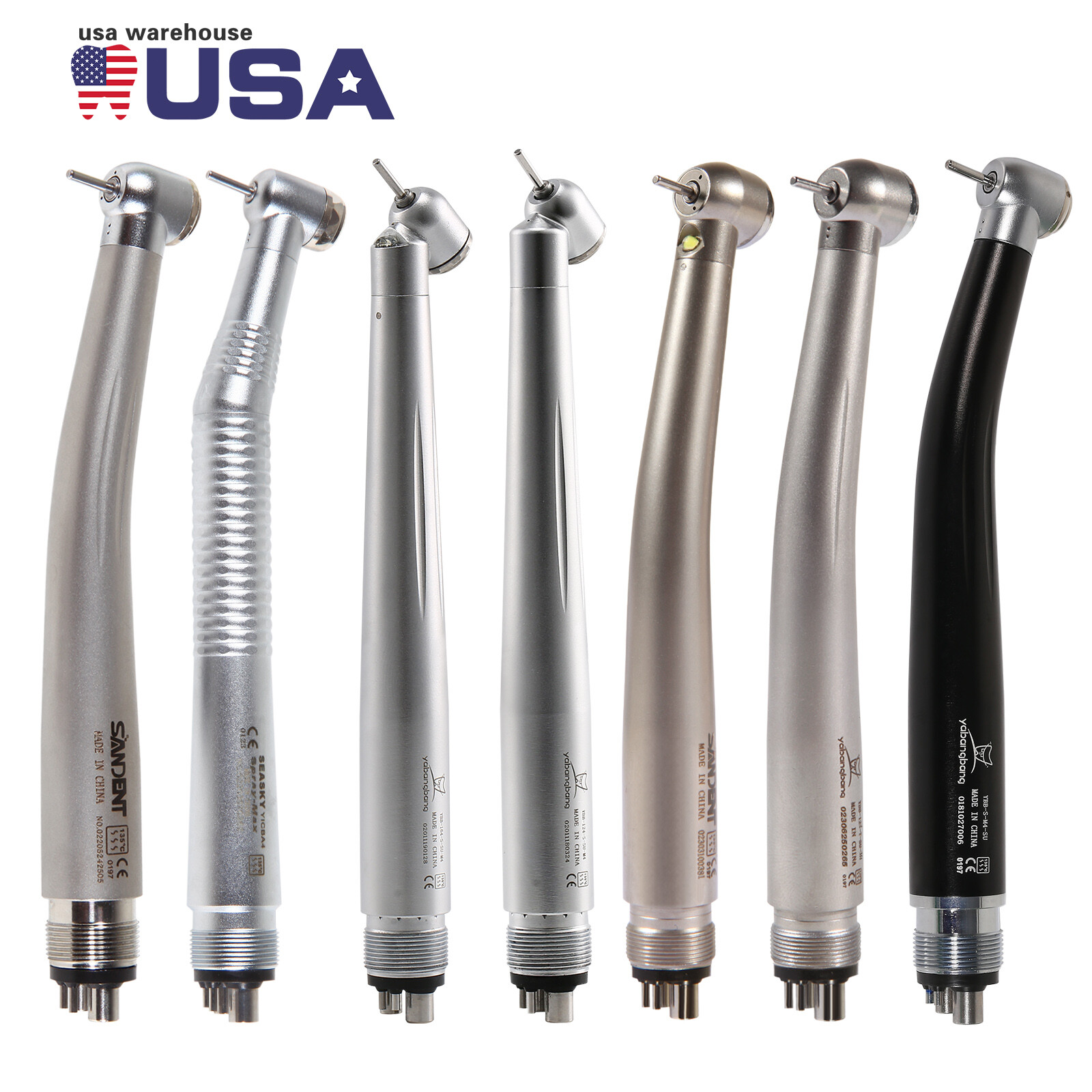 Dental (LED) High Speed Handpiece (45° Degree) 4HOLES/ NO-LED Turbine Colorful