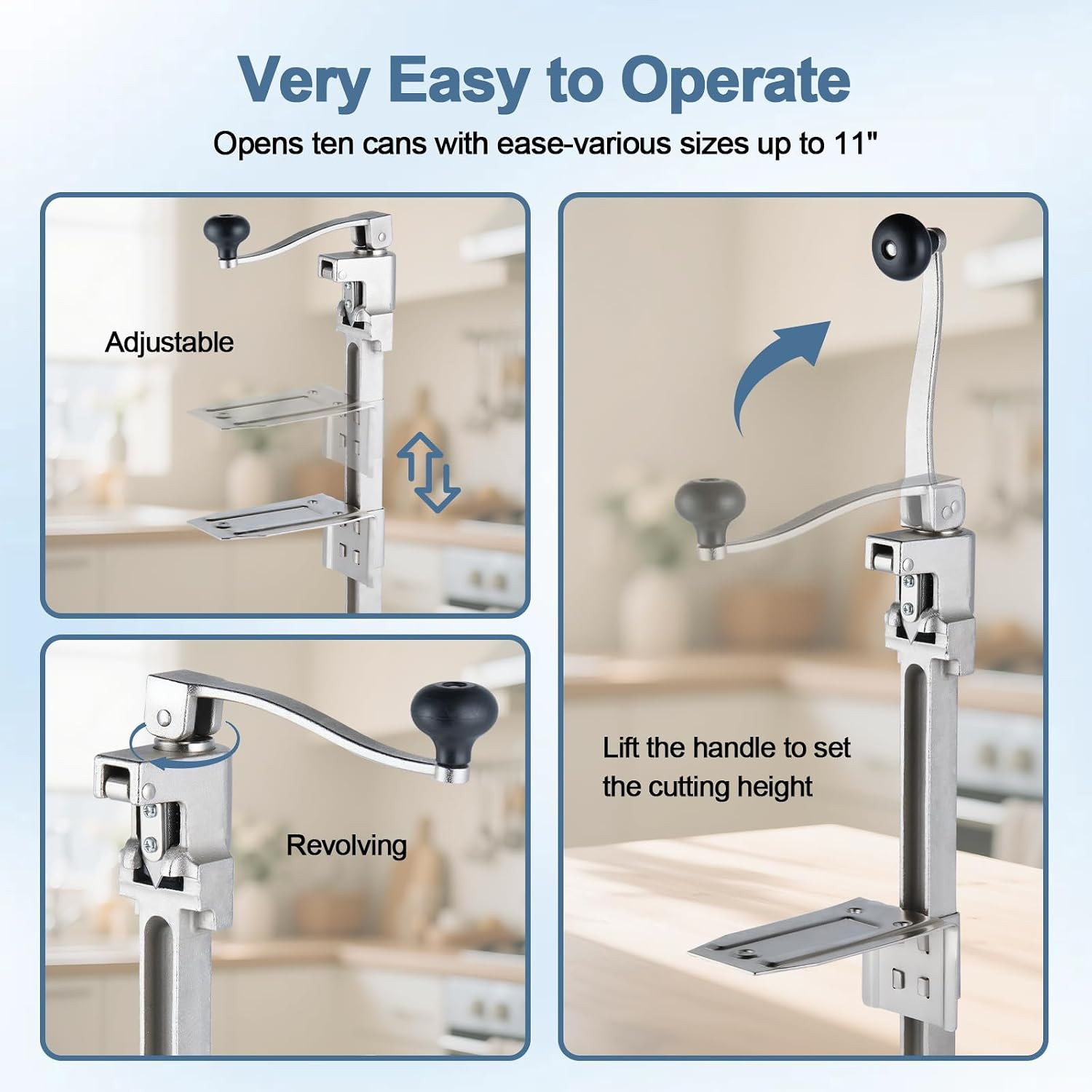 Commercial Can Opener Heavy Duty, Manual Table Mount Can Opener for #10 Cans up