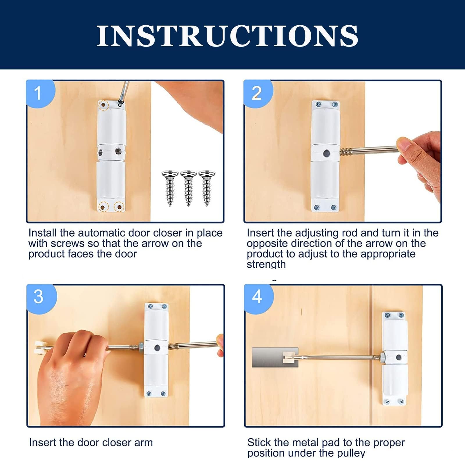 Automatic Door Closer, Zinc Alloy Safety Spring Door Closer Adjustable 30 kg Clo