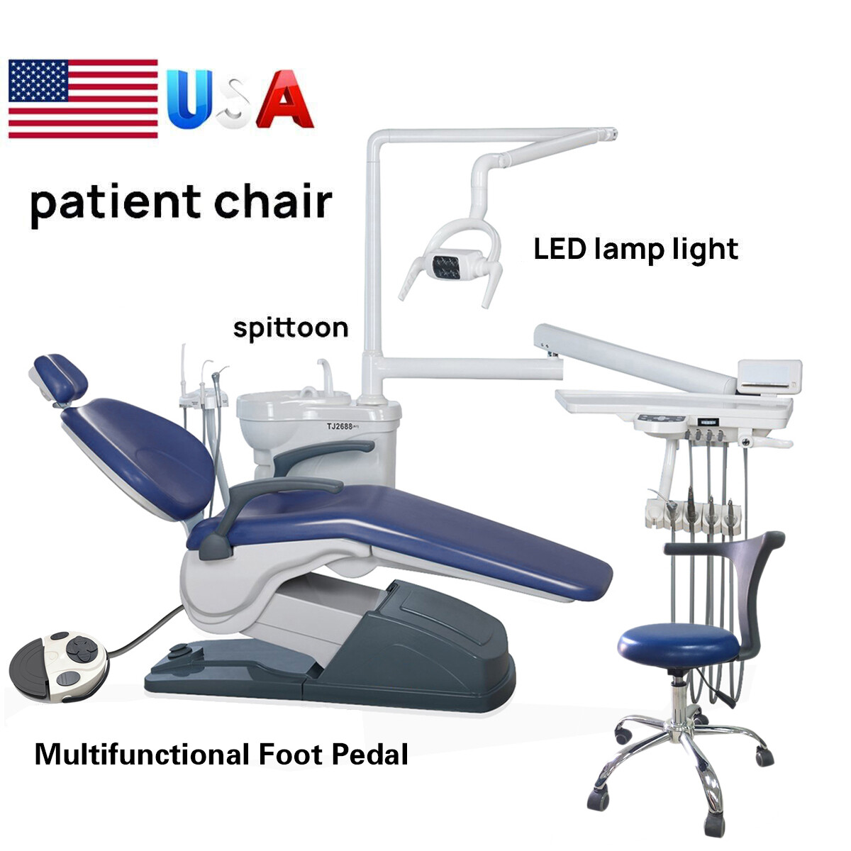 Dental Unit Chair Hard Leather Computer Controlled DC Motor Stool Chair Unit A1