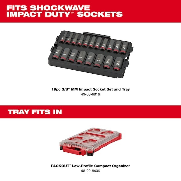 Milwaukee Tool 49-66-6816 19 Pc. Shockwave Impact Duty 3/8″ Drive Metric Deep