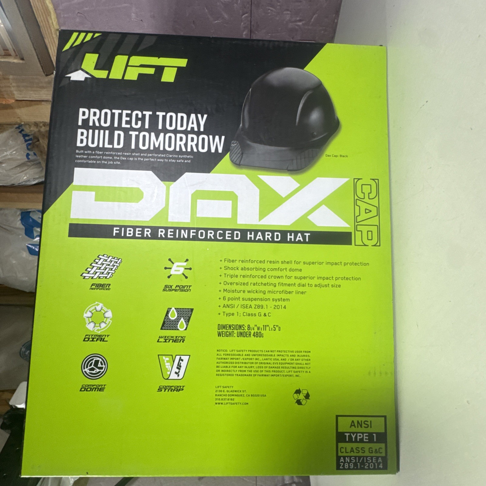 Lift Safety HDFC-17WG Dax Hard Hat Cap Style White w/ Ratchet Suspension