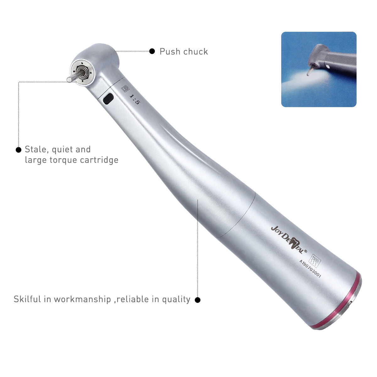 Dental Contra Angle LED Handpiece Ceramic Bearing 1:1/20:1/1:5 Push