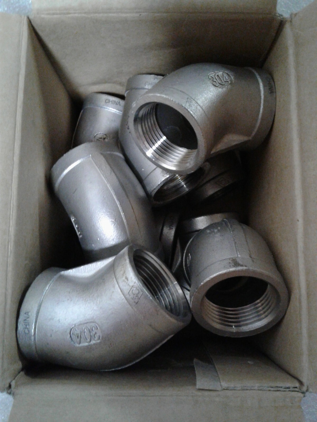 Qty 10 Smith-Cooper 45 Degree Threaded Elbow 304 Stainless 1″ 150# Cast S3014F