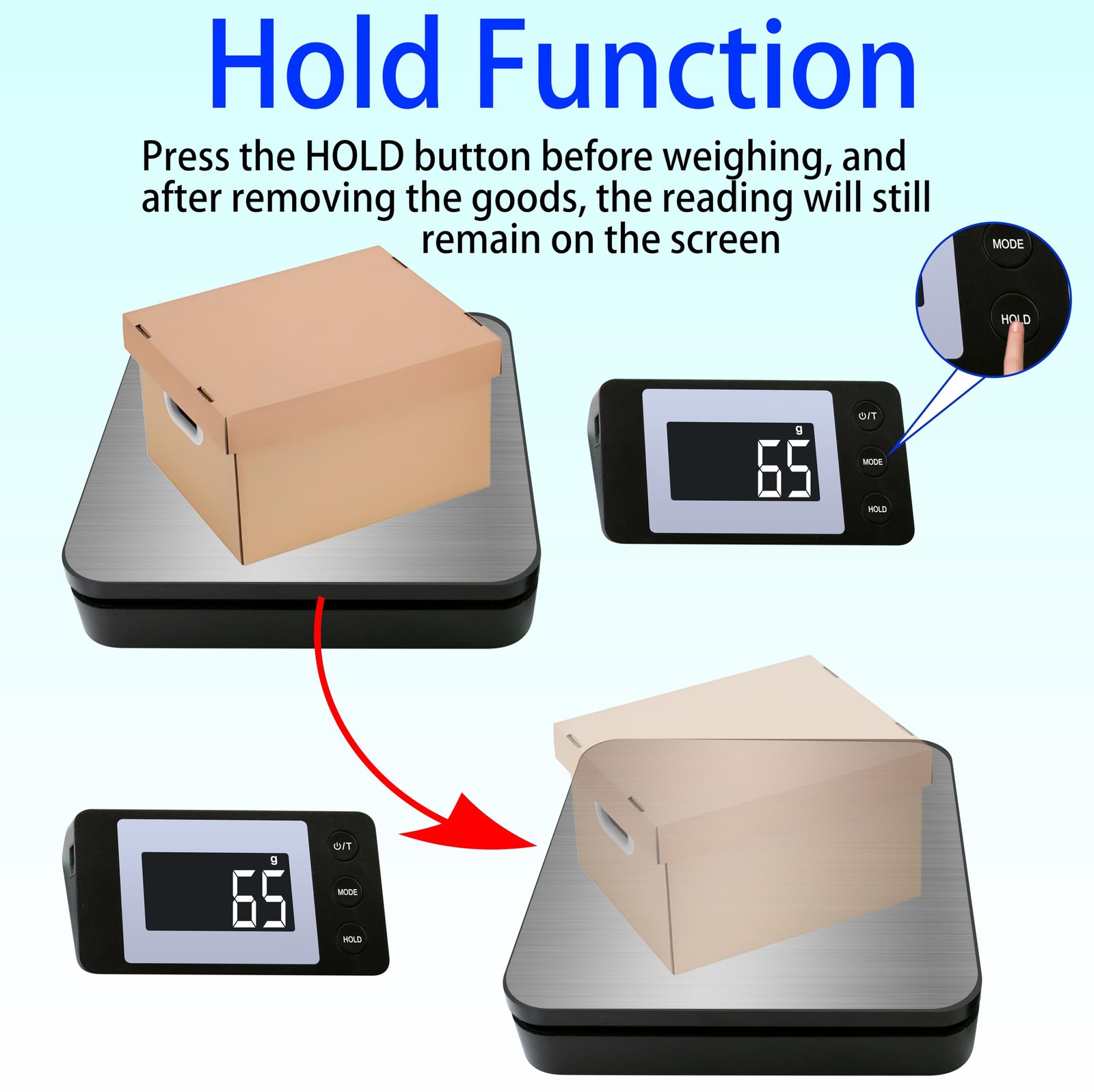 Shipping Scale, 110 LB Digital Postage Scale, LCD Display Postal Scales, Hold…