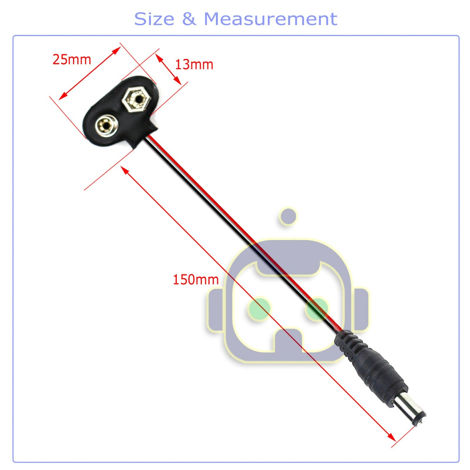 5 PC 9V Volt Battery T Type Connector Adapter Clip with 5.5mm DC Plug