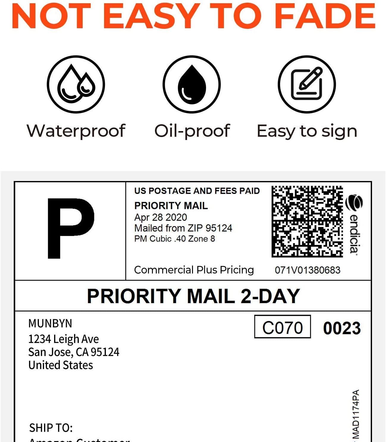 1000 4 x 6 Fanfold Direct Thermal Shipping Labels White For Zebra Rollo Printer