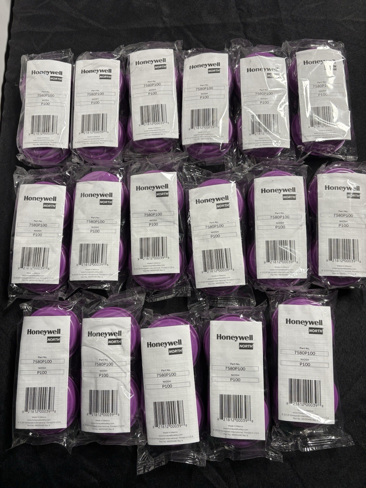 17 Pairs Honeywell P100 Filters 7580P100 Cartridge 17 Packs Of 2
