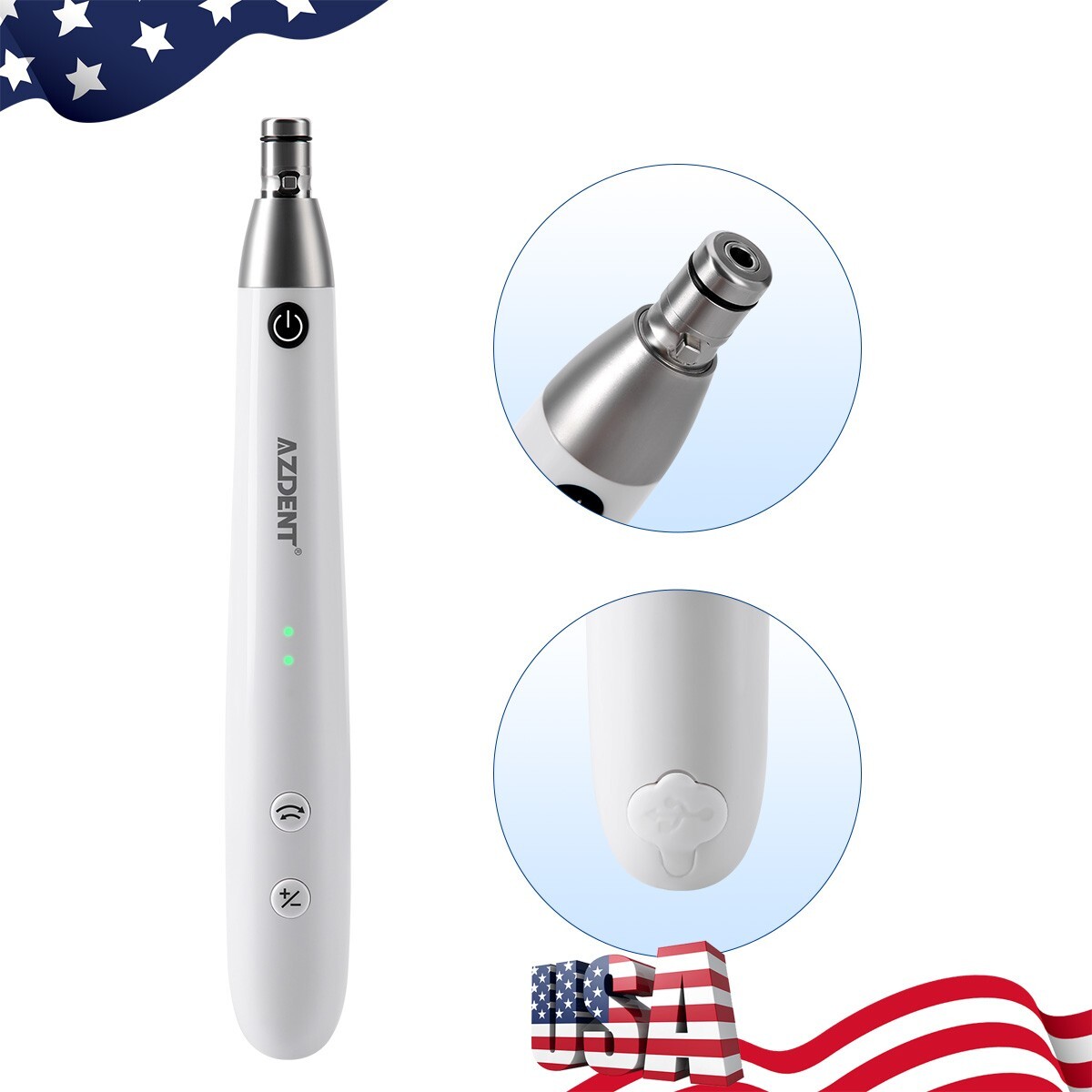 Cordless AZ Dental Electric Hygiene Prophy Handpiece 360° Swivel+2 Prophy Angles