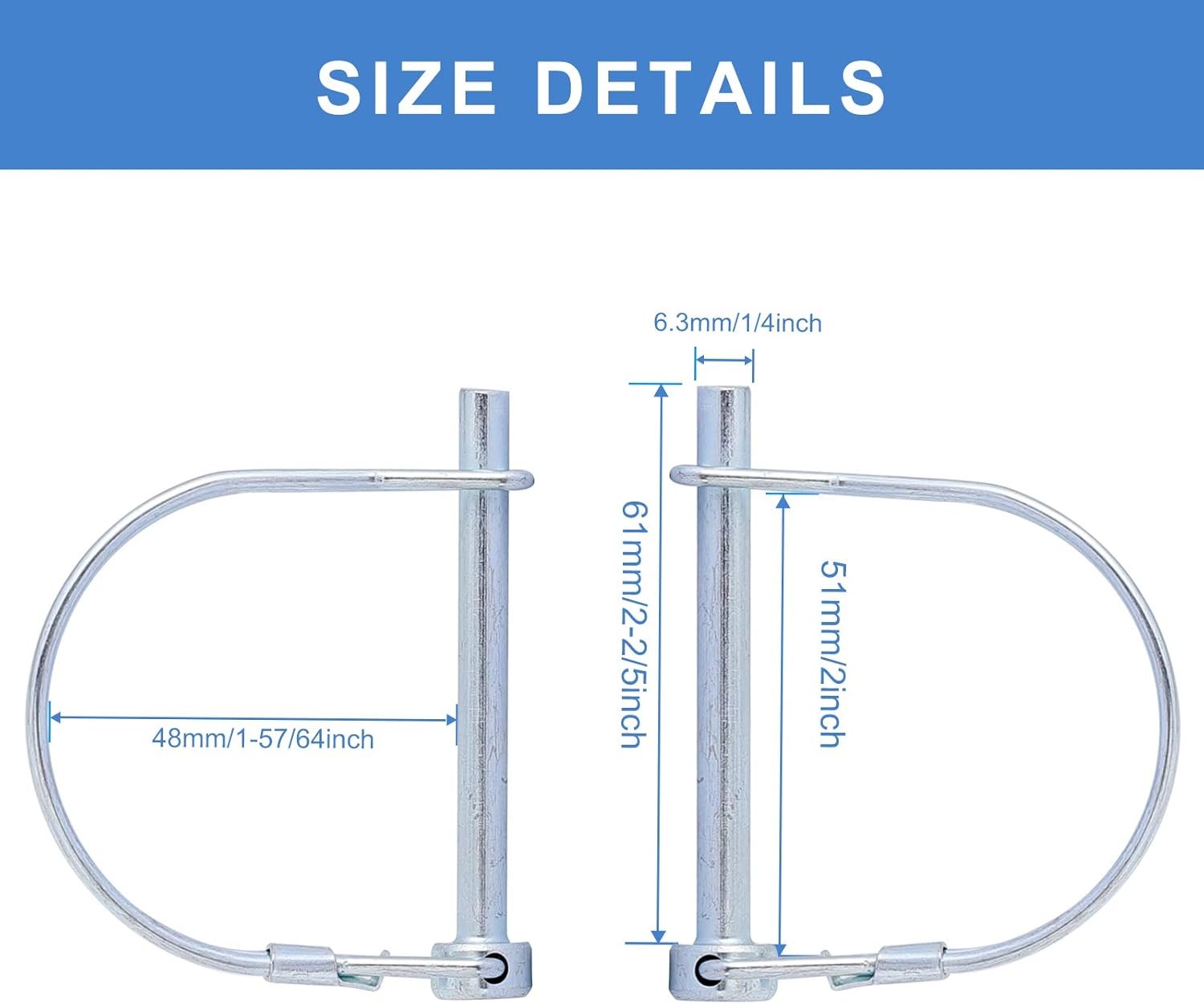 12-Count Wire Lock Pins, 1/4 Inch Heavy Duty Safety Coupler Pin Shaft Locking Pt