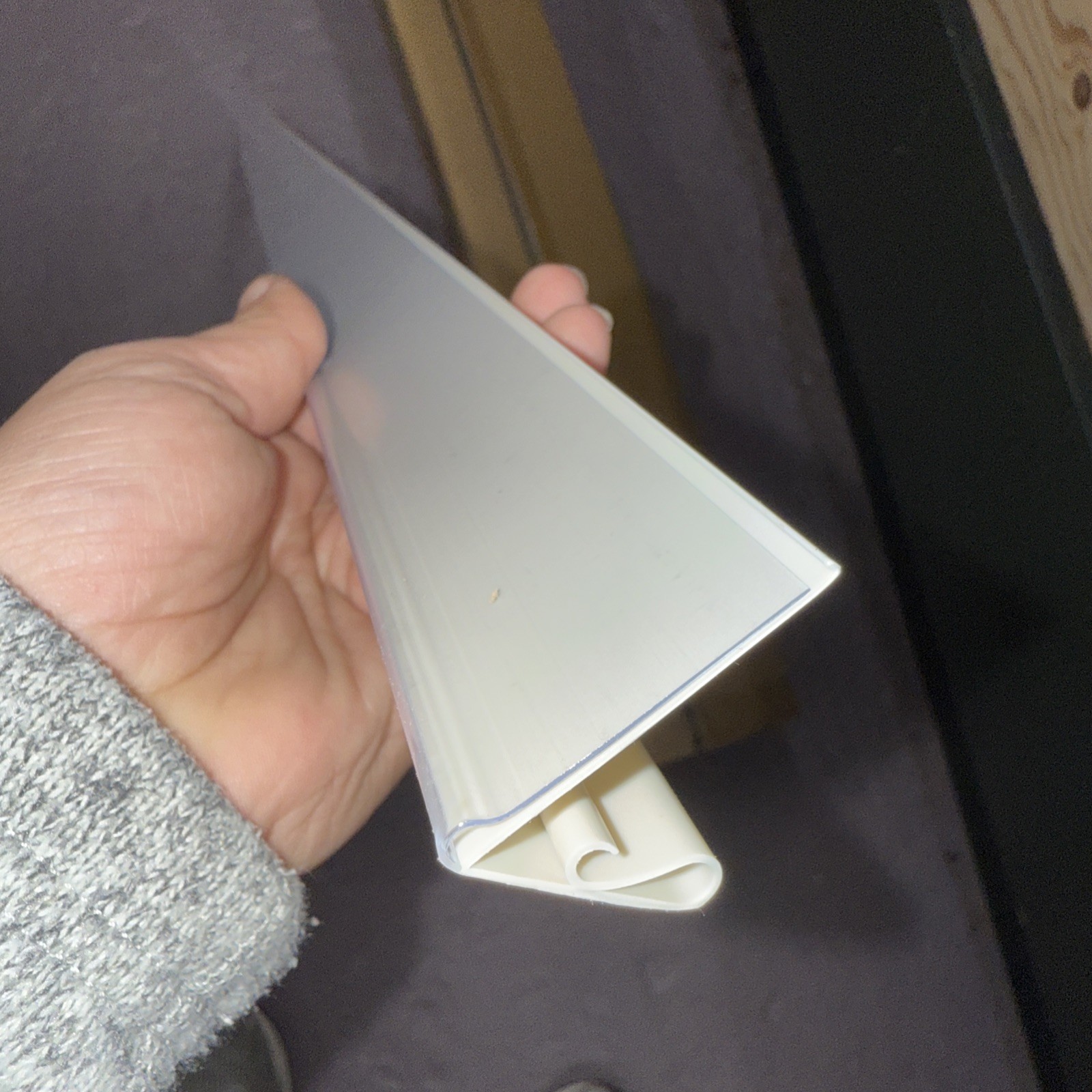 CASE of 50 Beige / Clear 47.1/4Clip-On Price Label Channel for 48″ Gondola Shelf