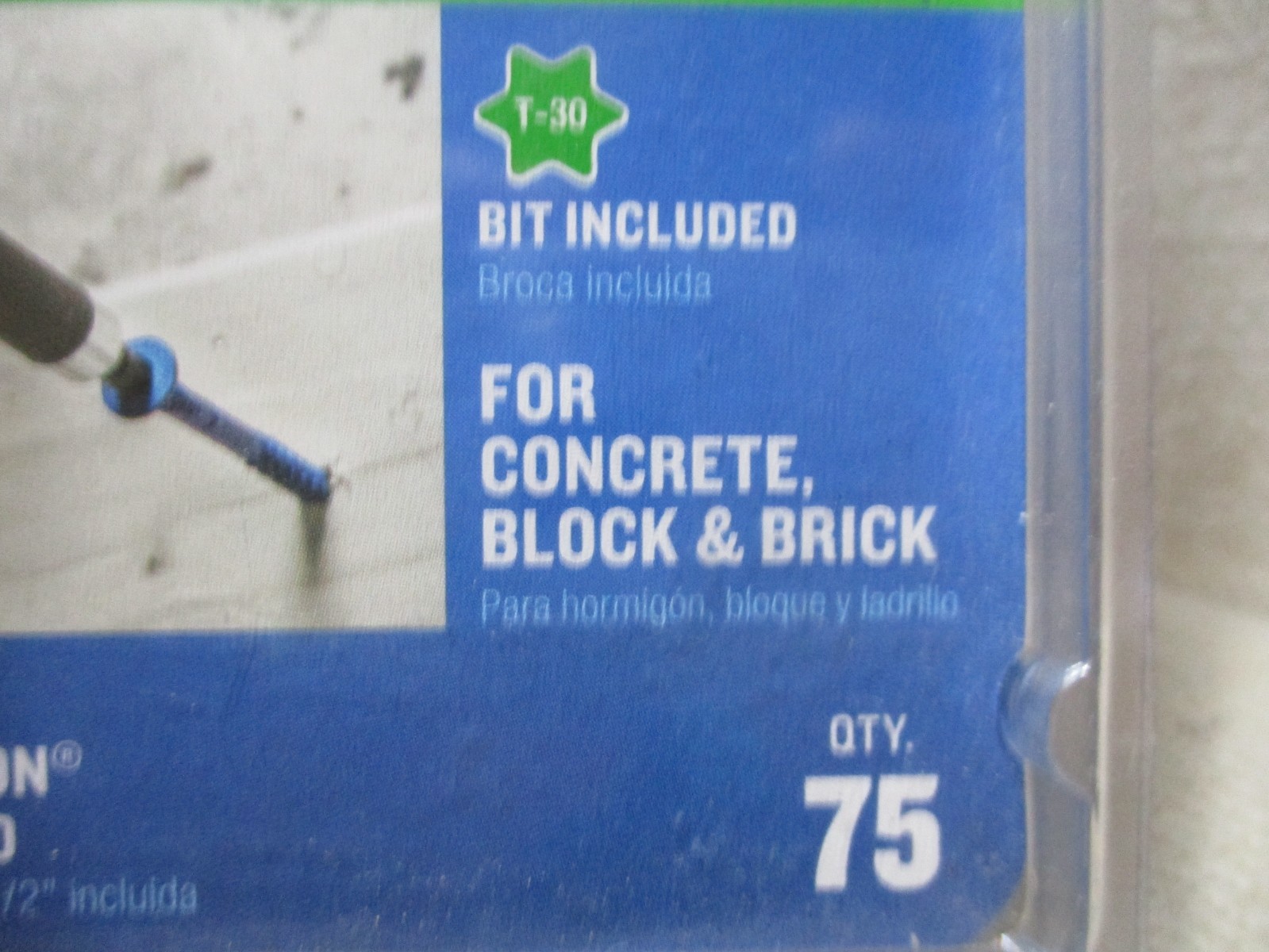 Tapcon 1/4″ x 2-3/4″ Concrete Screws 75 Count Drill Bit & T-30 Bit Included New