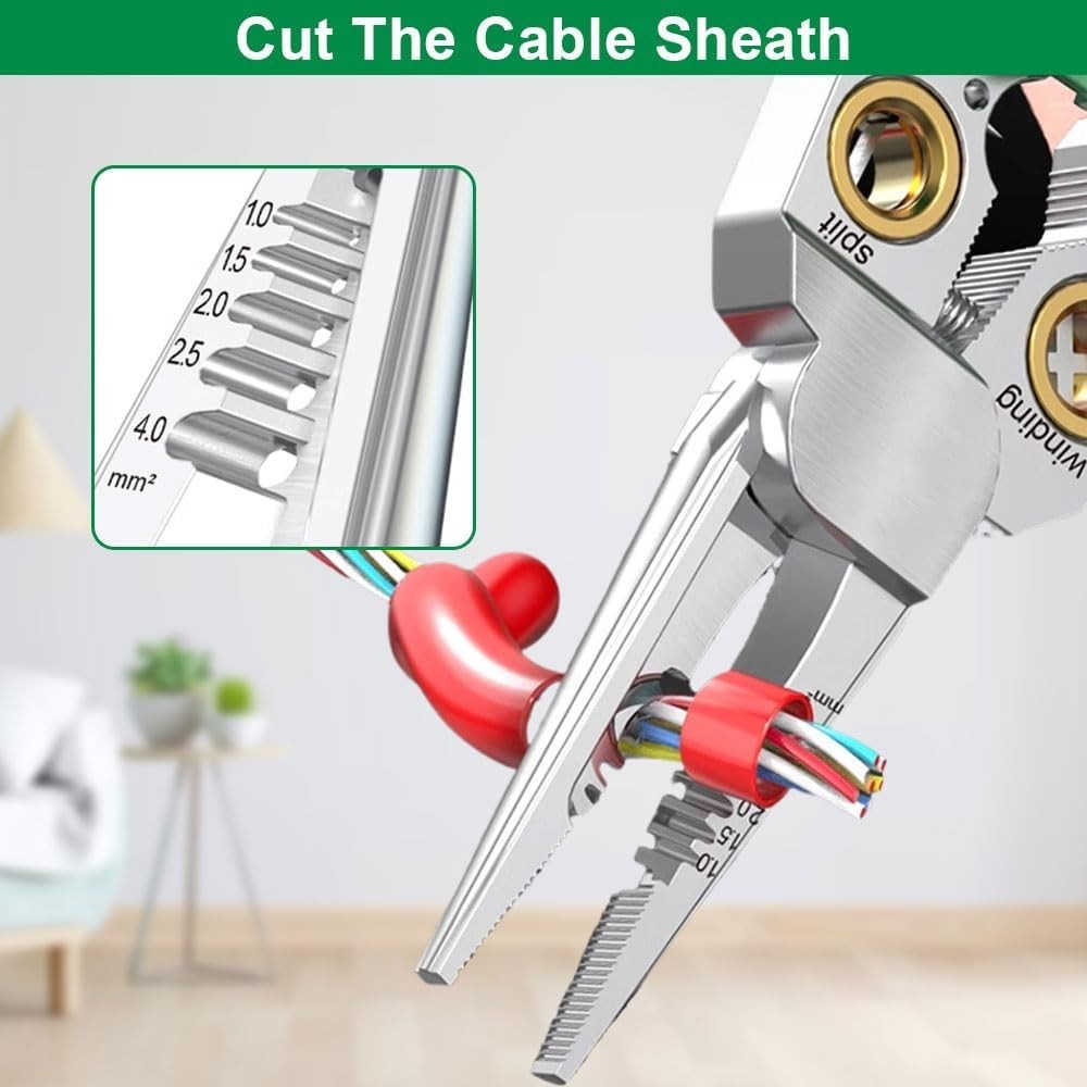 8in1 wire stripper with voltage test,suitable for 10-18 AWG,for electrician work