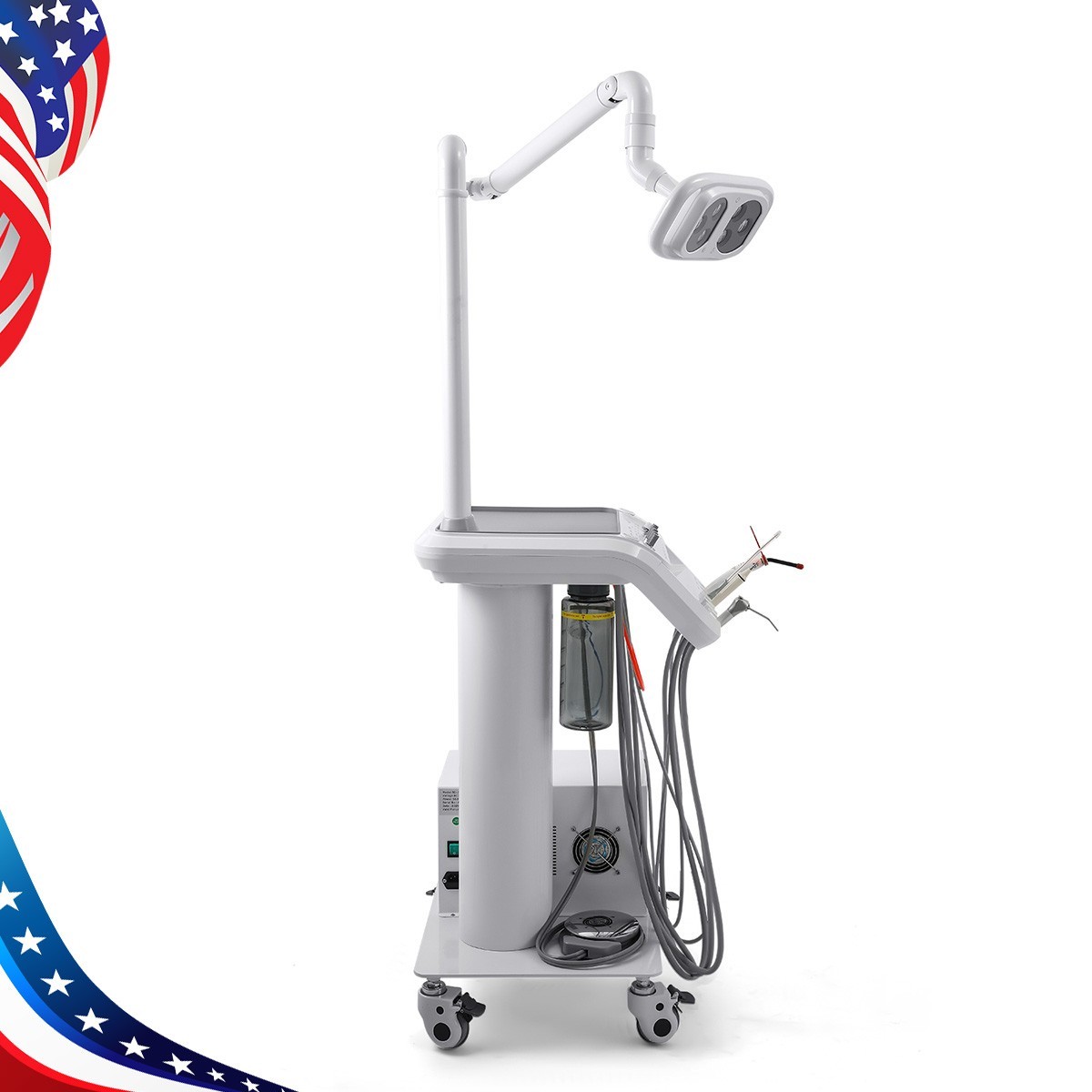 Dental Portable Delivery Unit System Air Compressor Cart /w+ Surgical Lamp Light