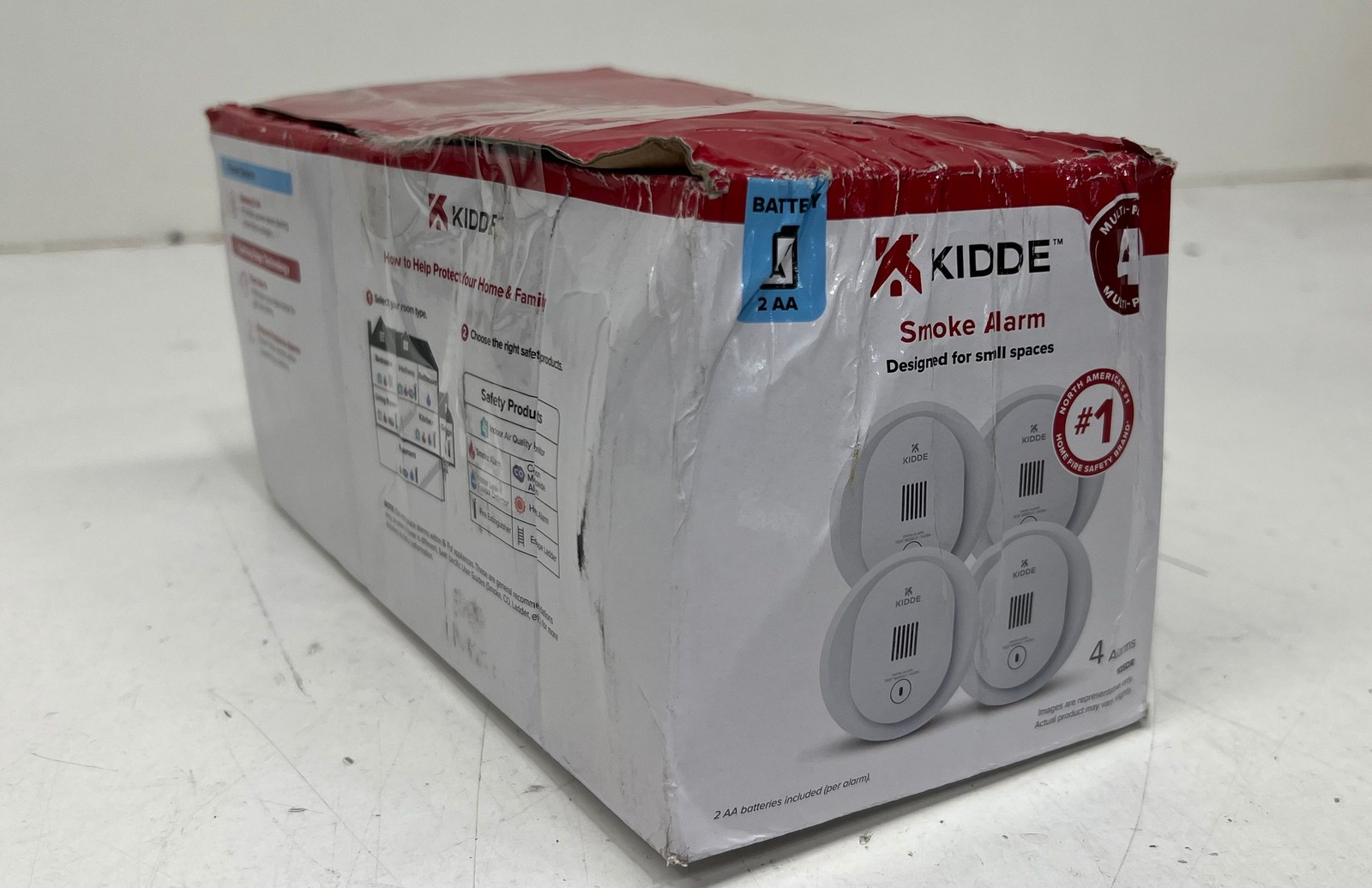 Kidde 4 inch Battery Powered Smoke Detector With Photo Electric Sensor (4 PACK)