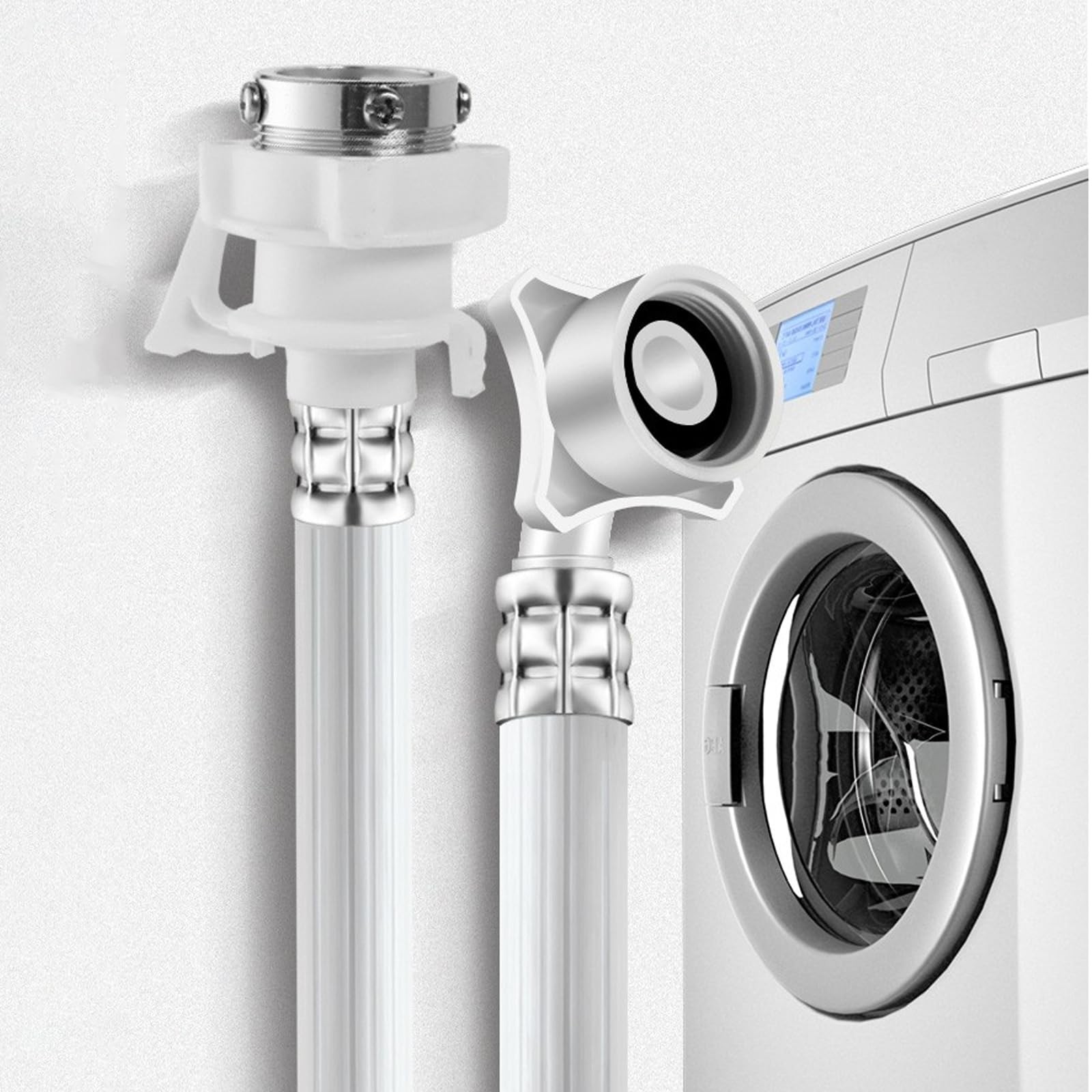 9.8 Ft Portable washing machine hoses, washer hoses,Used for 9.8FT/ 3M, White
