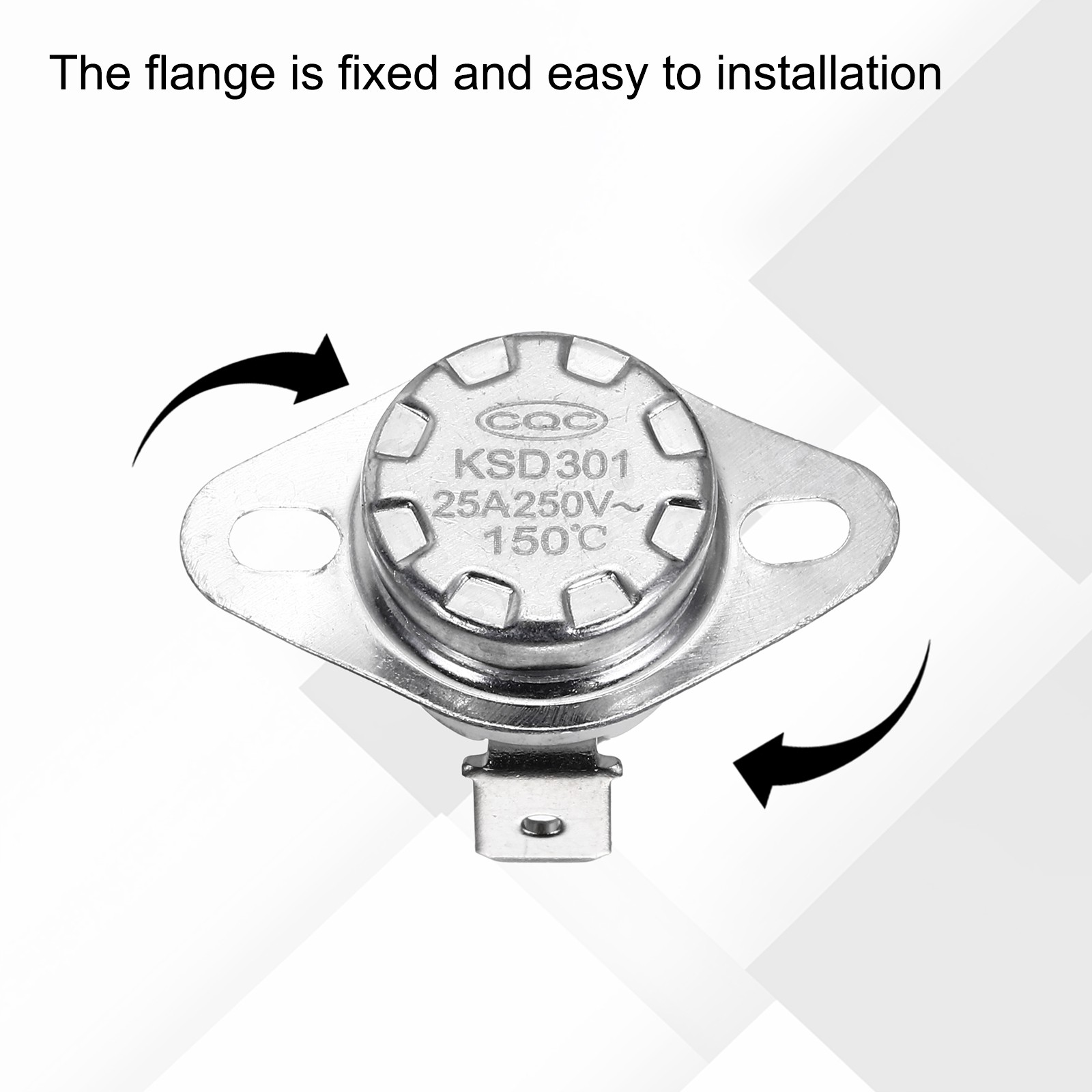 2 Pcs KSD301 Thermostat 150°C/302°F 25A N.C with Terminal Wire