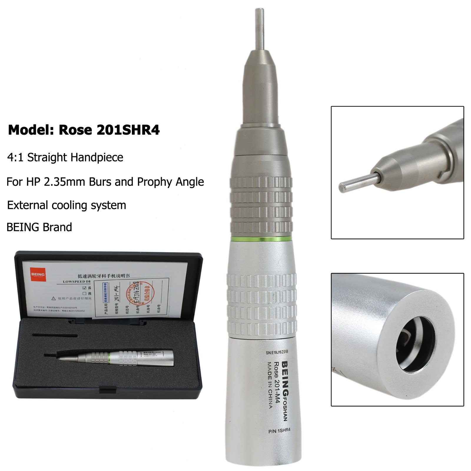 Dental Prophy Hygiene Handpiece 4:1 1:1 Straight Nose Cone Air Motor 4 Hole RDH