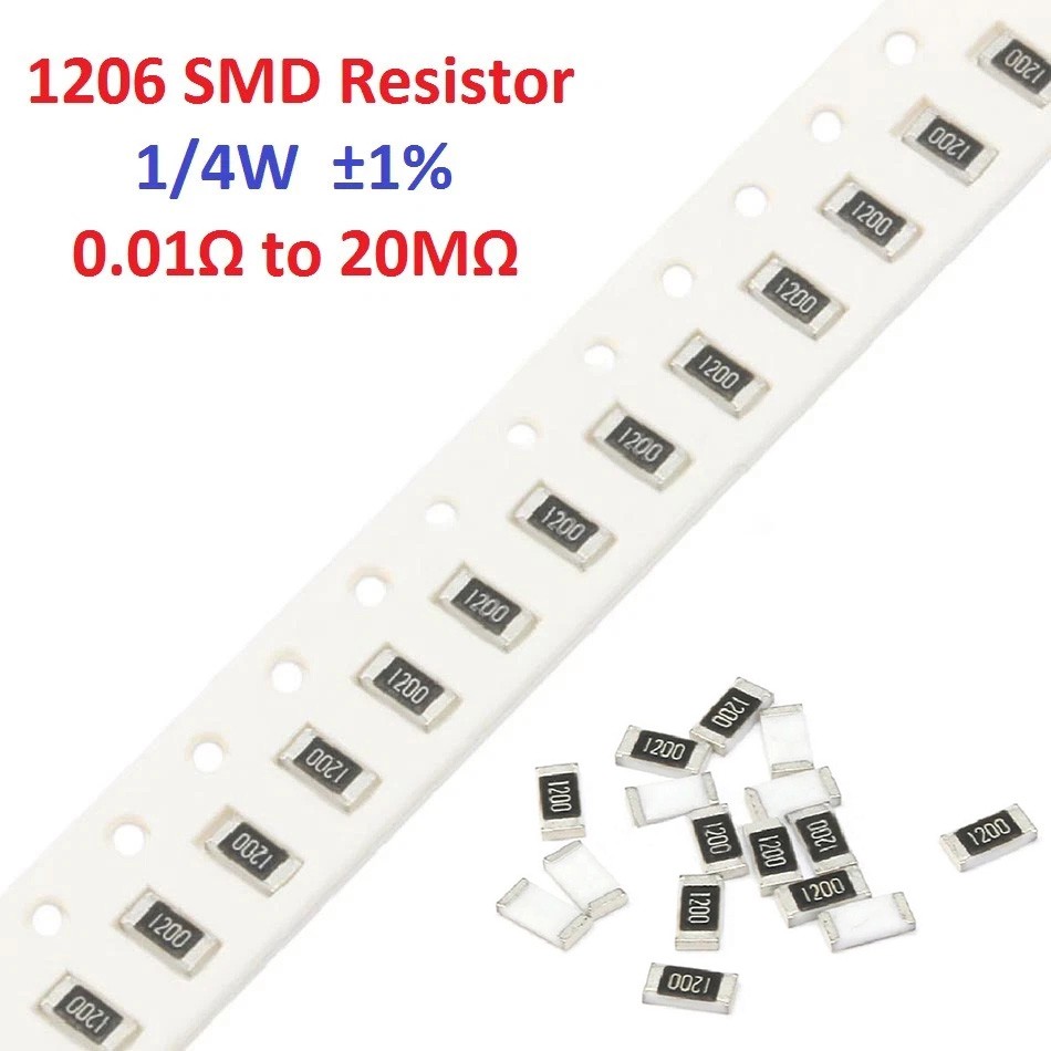 50pcs 1206 SMD/SMT Resistors 1/4W ±1% -Full Range of Values 0.01Ω to 20MΩ