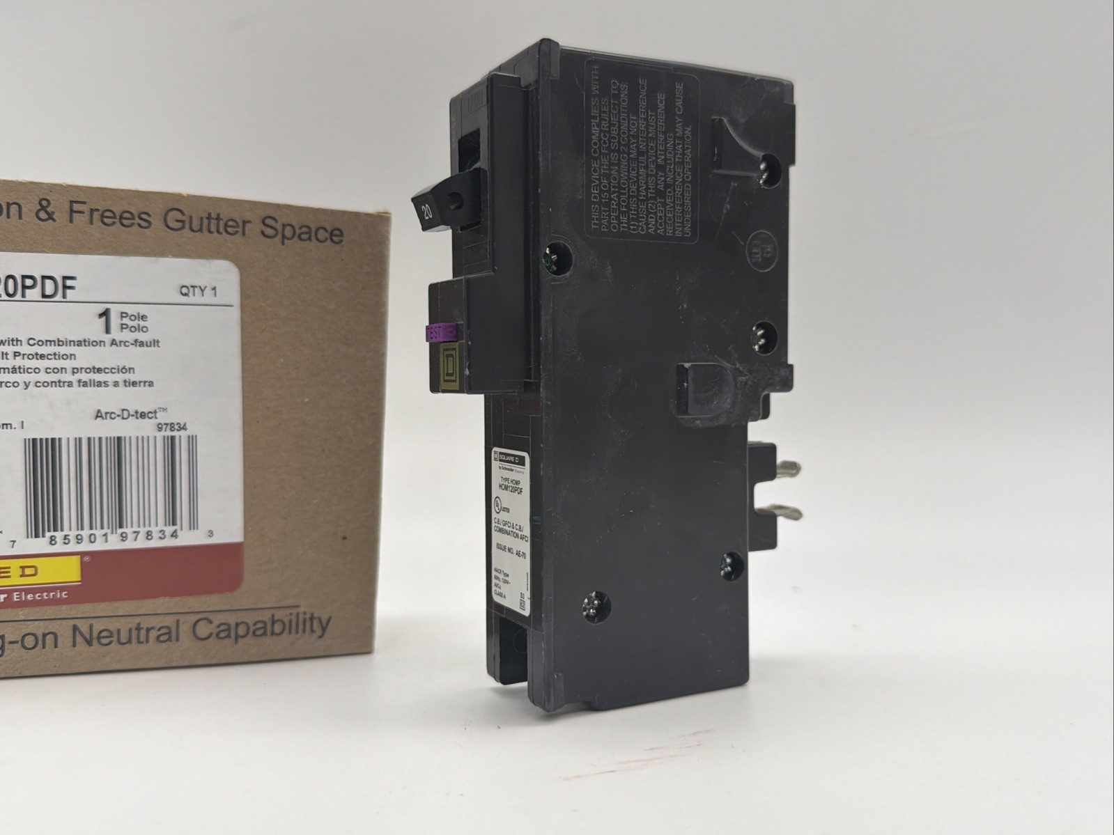 NEW Square D HOM120PDF 20A 1-Pole AFCI/GFCI Breaker – Plug-On Neutral –Ul Listed