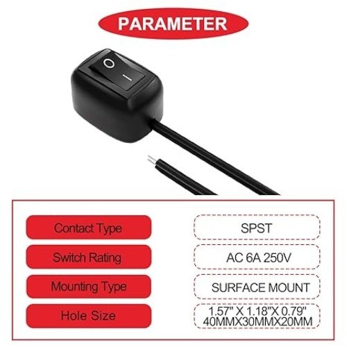 3Pcs Paste Type Switch Rocker Switch ON/Off Surface Mount DC 12V Push Button Swi