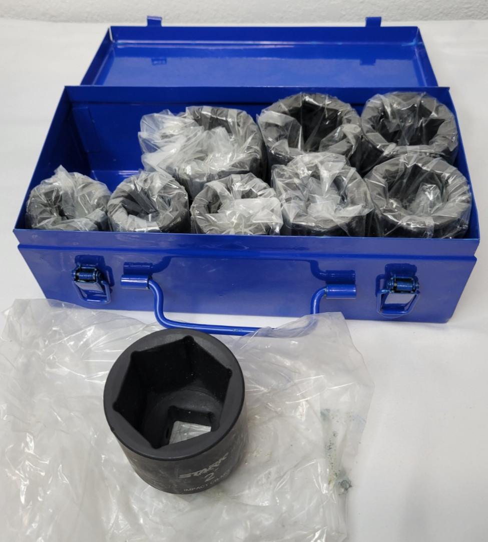 Stark USA 35105 10pc 1″ Drive Deep Impact Socket Set SAE CR-MO Metal Case *Read*