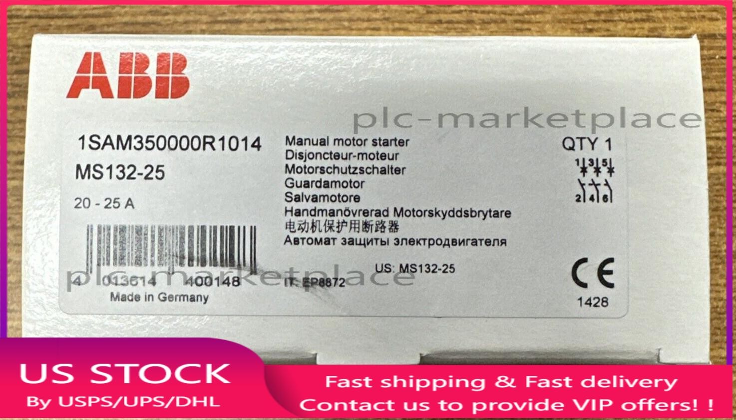 ABB MS132-25 1SAM350000R1014 MANUAL MOTOR STARTER 20-25A **NEW IN BOX**