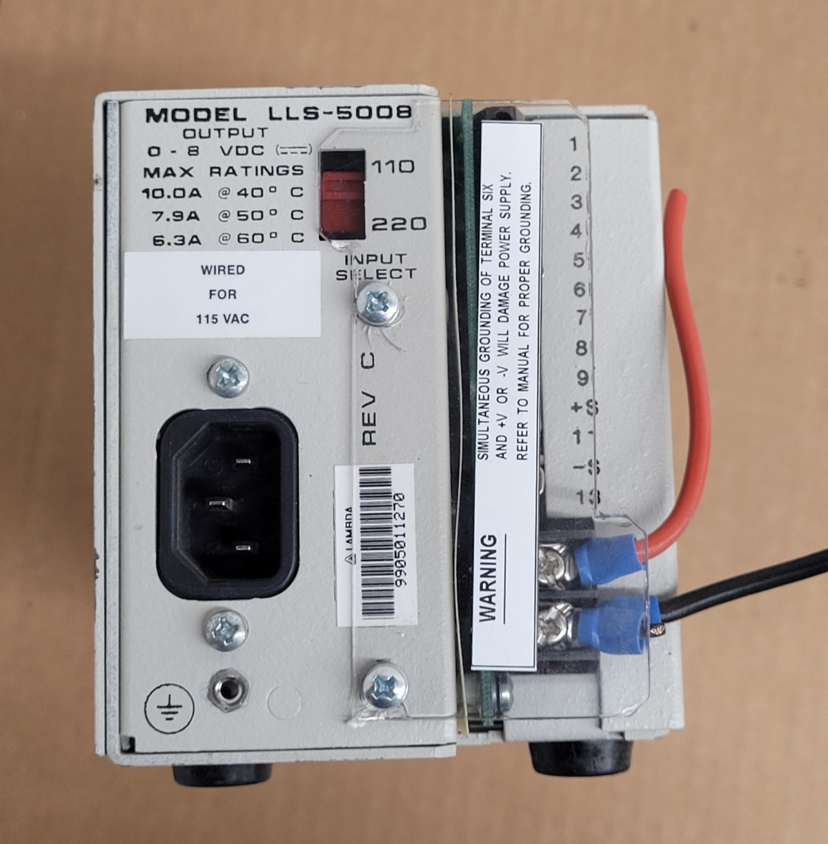 Lot of 5 Lambda Regulated DC Power Supply LLS5008, 0-8V 10A For Parts or Repair