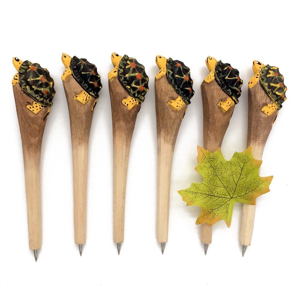 7″ Wooden Animal Handy Carving Turtle Ballpoint Pen 1PC