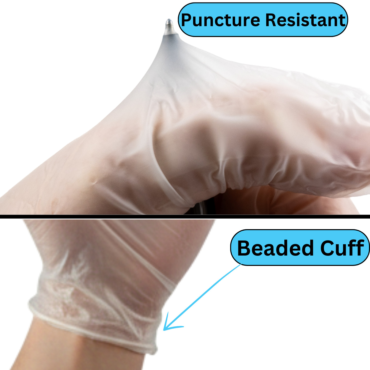 Clear Vinyl Latex and Powder Free Gloves 3 Mil 2XL, 2000 Pcs, Non Exam