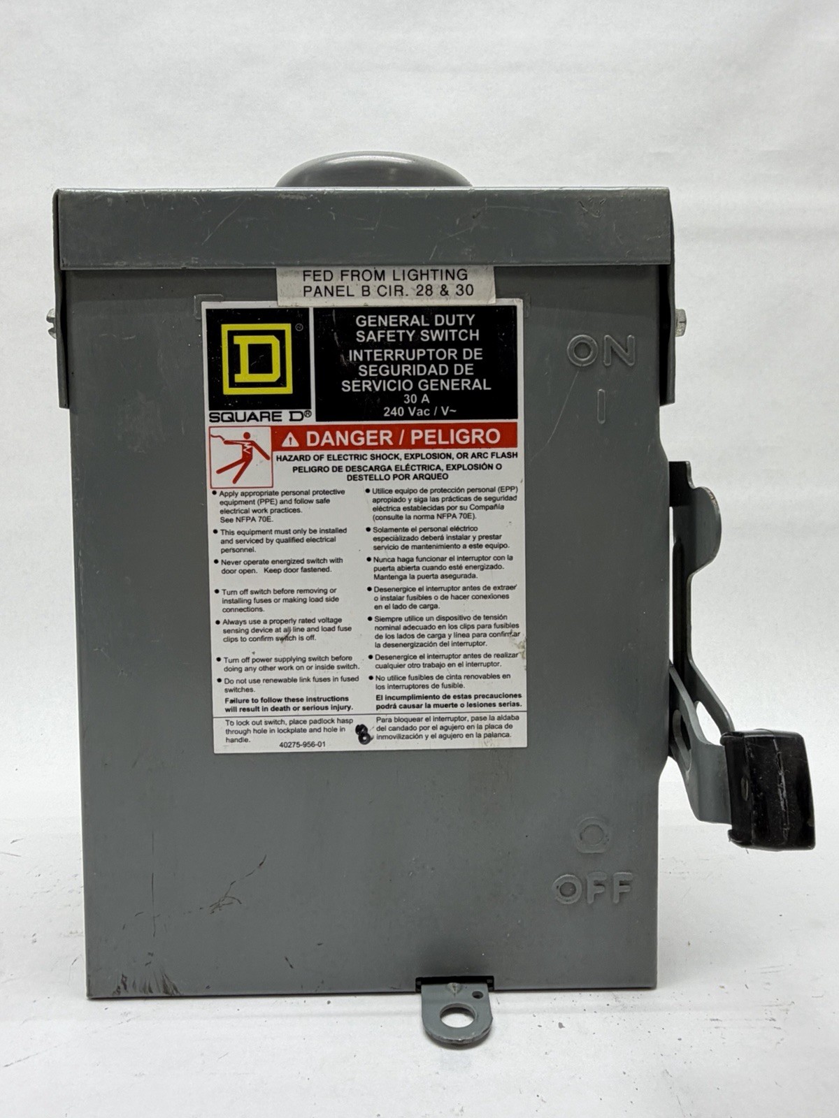 Square D D221NRB 30A 240V Safety Switch
