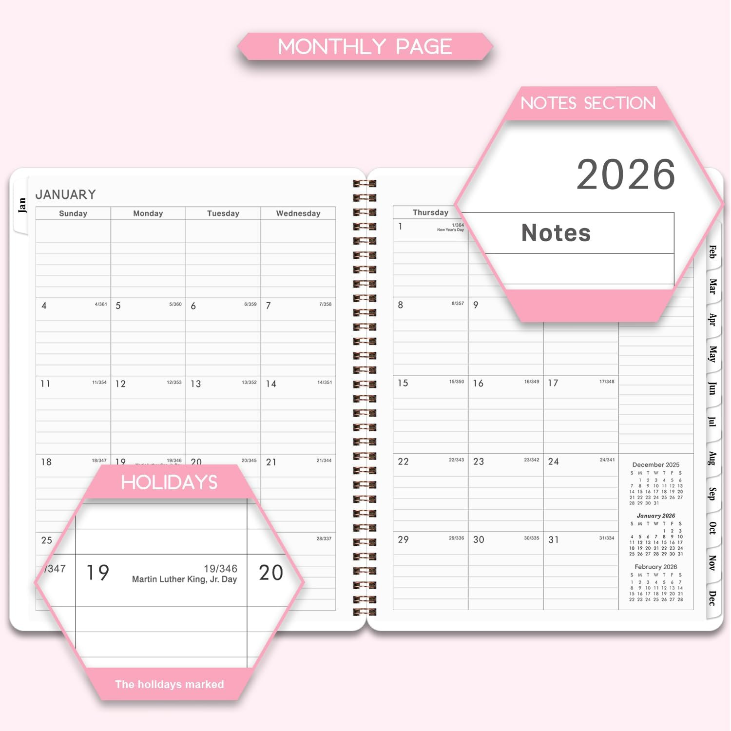 2026 Planner – Jan. 2026 – Dec. 2026, 8″ x 10″, 2026 Planner Weekly and Monthly