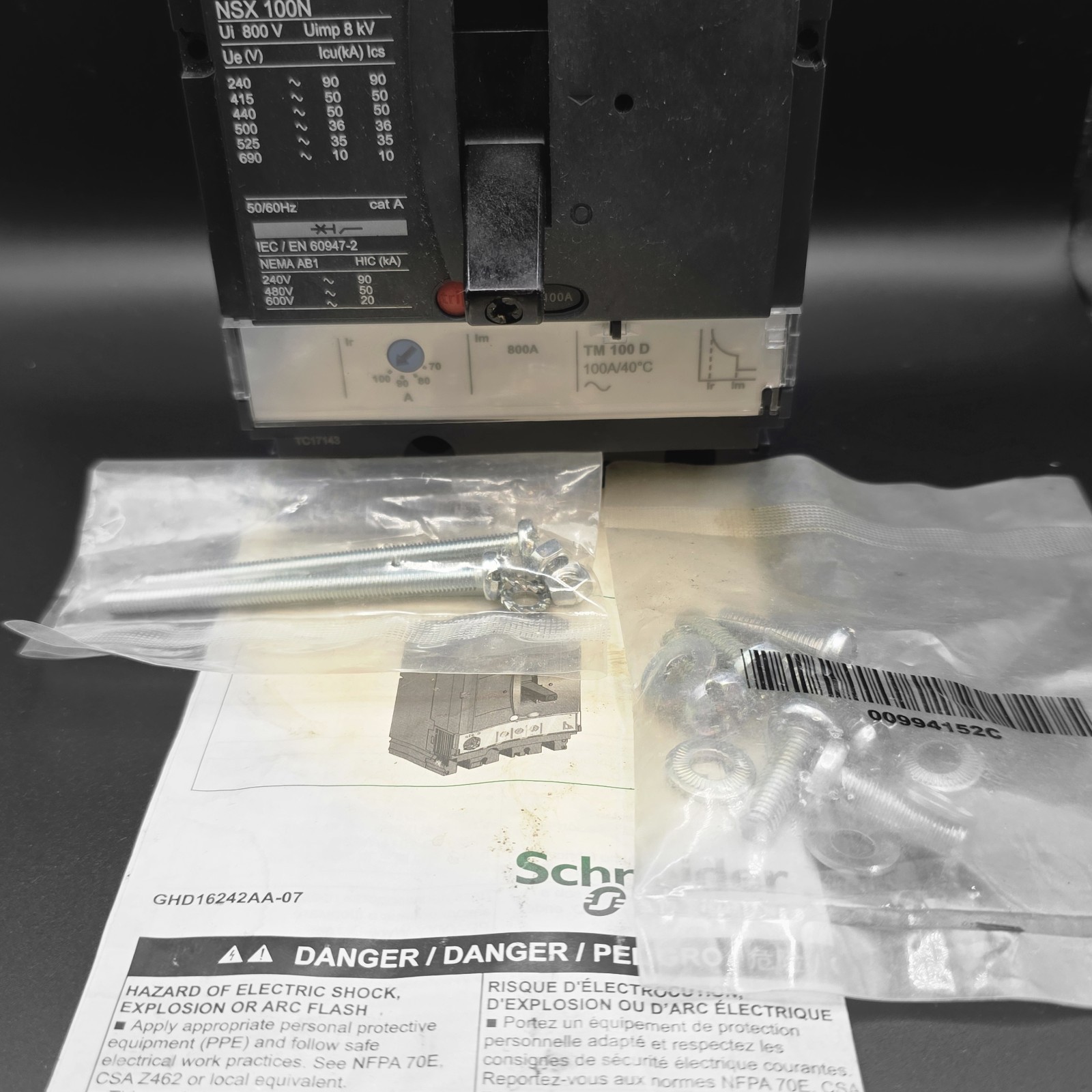 Schneider Electric NSX 100N Circuit Breaker 100A