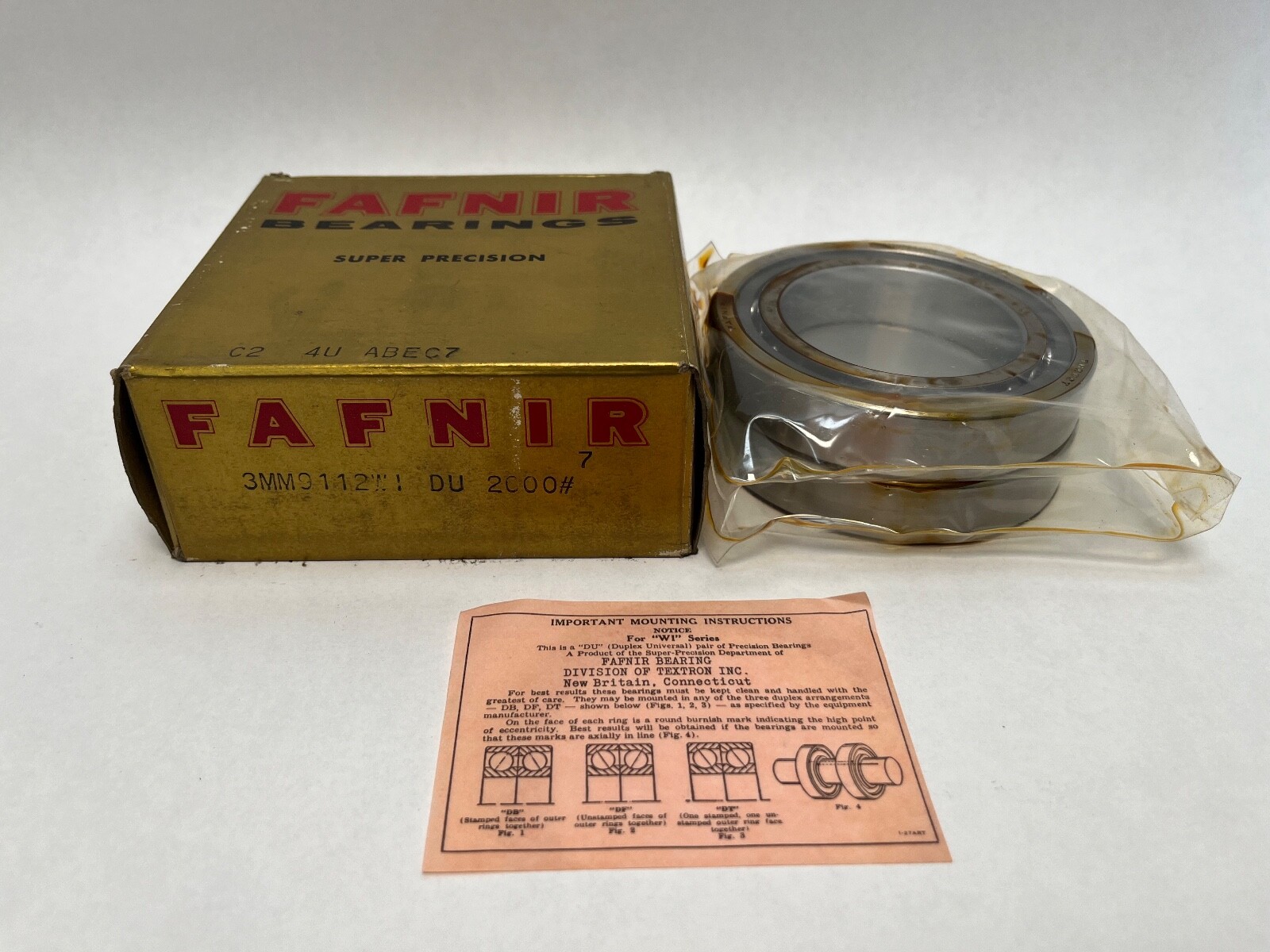 Fafnir 3MM9112WI-DUL Bearing 60x95x18 mm 7012A 3MM-9112-WI-CR-DU-C2 USA 2 Pcs