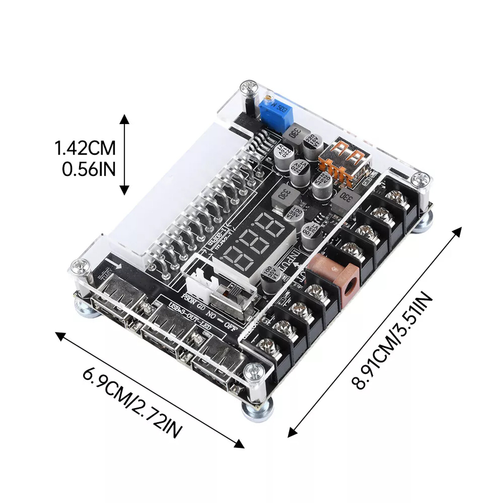 20/24Pin ATX Power Supply Breakout Board Adjustable Voltage Module / Case NEW
