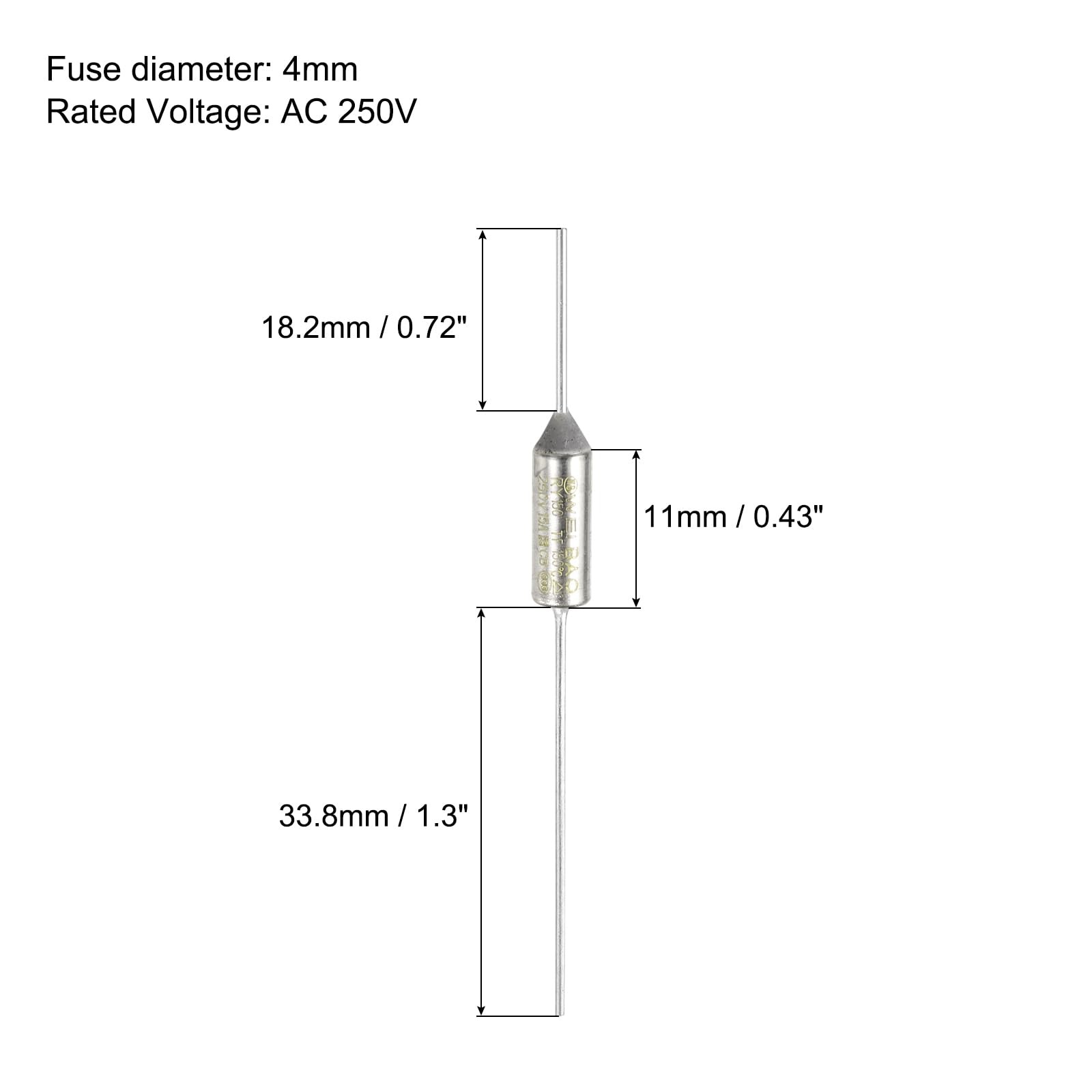 4 PCS RY150 150C 302F 15A 250V Metal Cutoff Temperature Thermal Fuse Motor