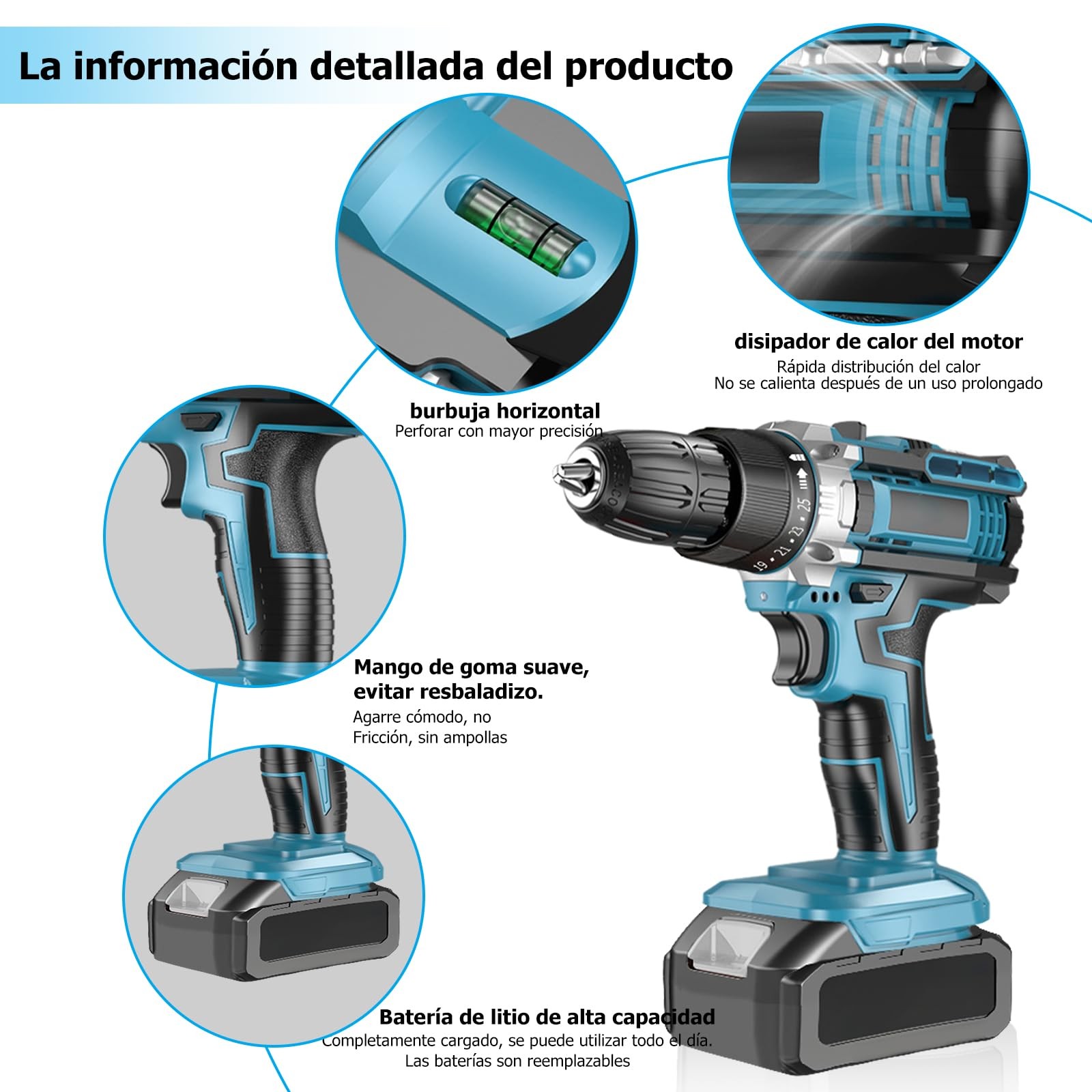 21V Cordless Drill Kit 30-Pcs with Drawer for Home and Auto Repair – Blue