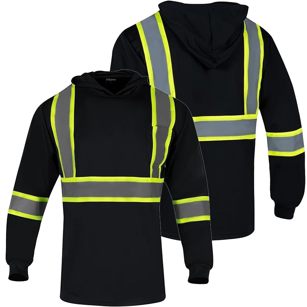 Hoodie Hi-Visibility Safety Long Sleeve Work Shirt Reflective Qty:4 Size S-5XL