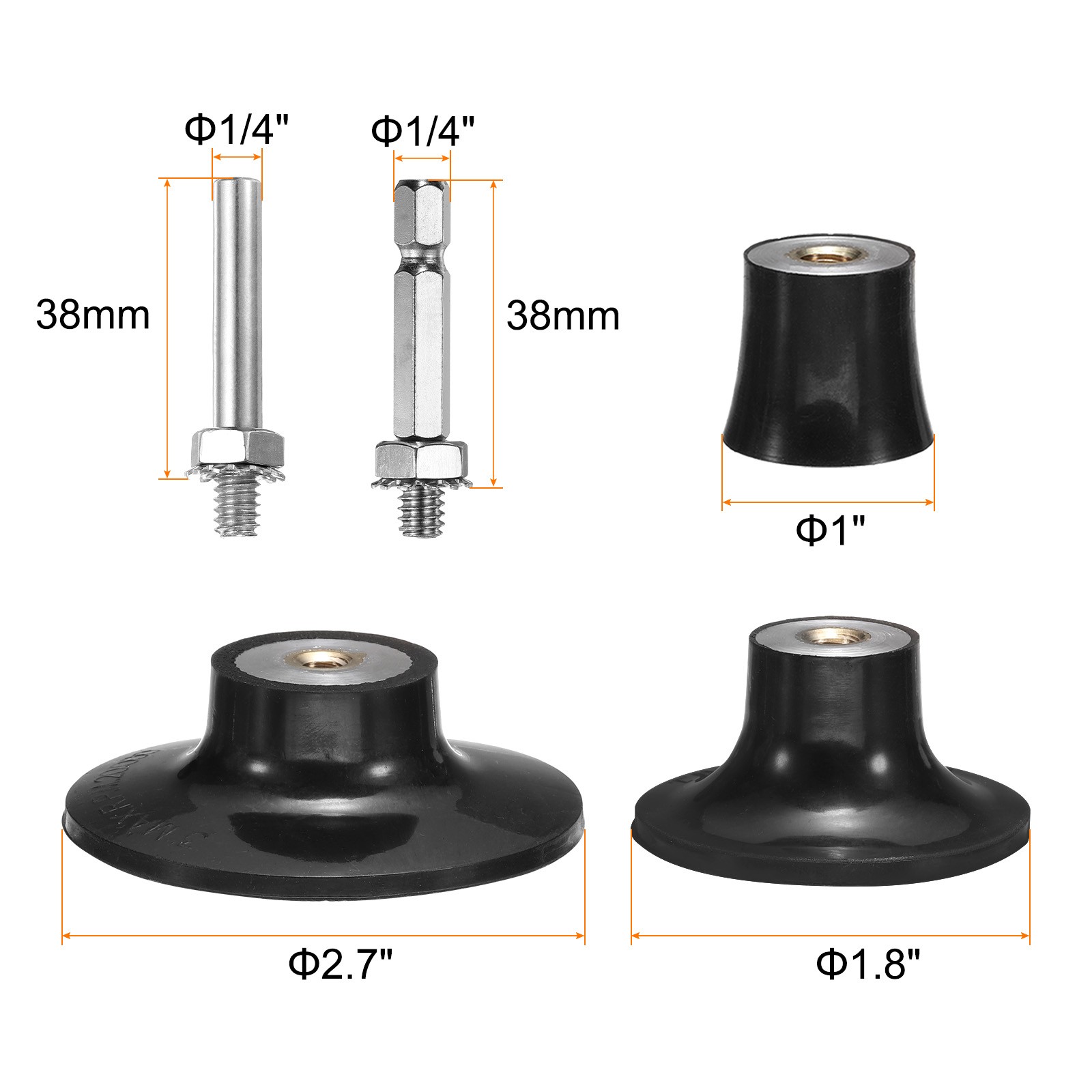 3Pcs 1″ 2″ 3″ Disc Pad Holder Quick Change Disc 1/4″ Shank Holder Mandrel, Black
