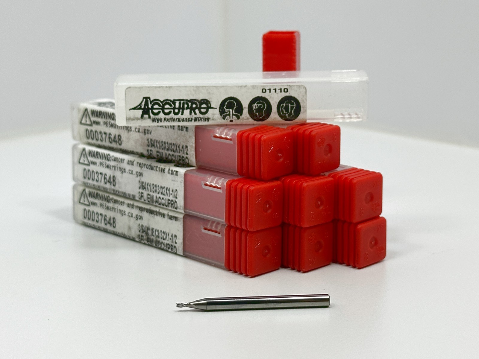 ACCUPRO 37648 3/64 x 1/8 x 3/32 x 1-1/2 3FL Carbide End Mills NEW 9pcs