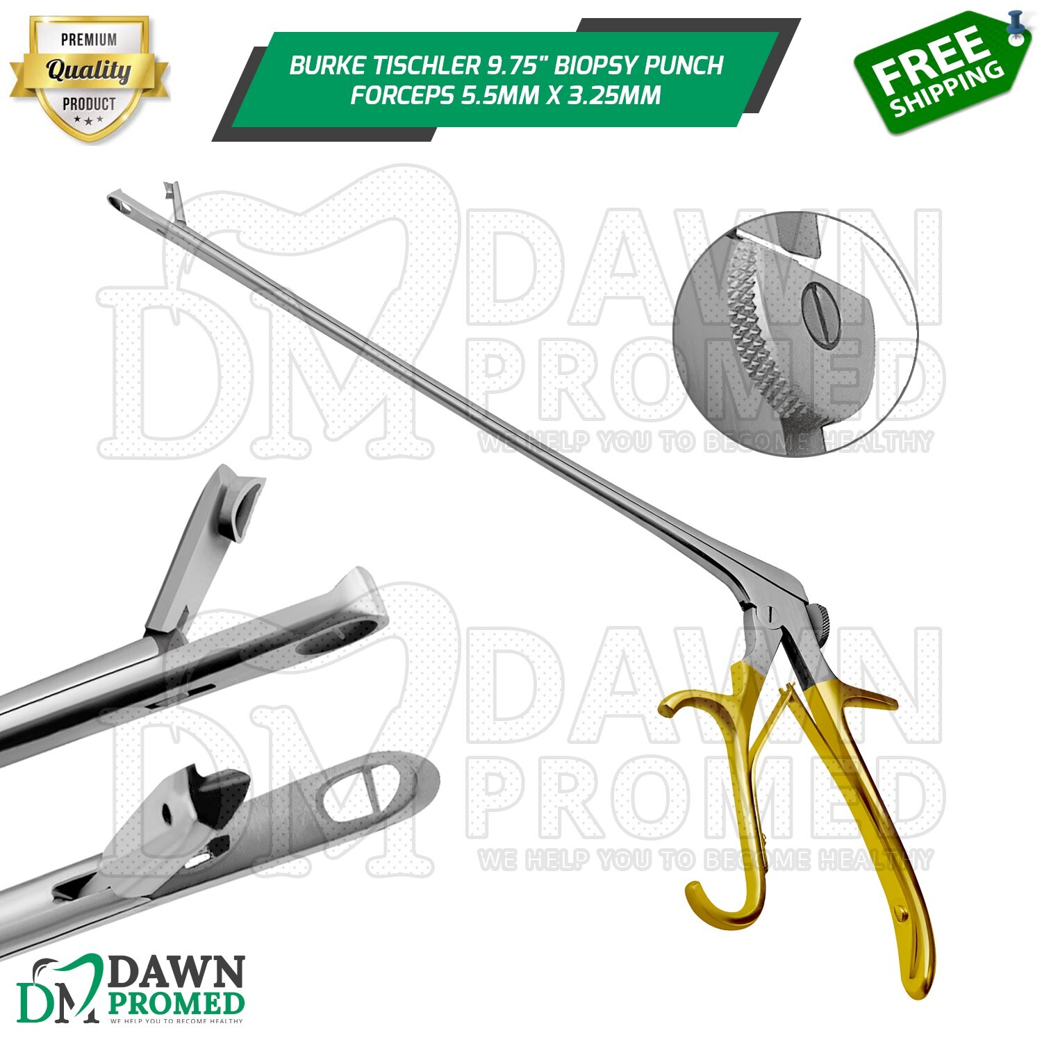 Burke Tischler 9.75″ Biopsy Punch Forceps 5.5mm x 3.25mm Bite OB/GYN Instrument
