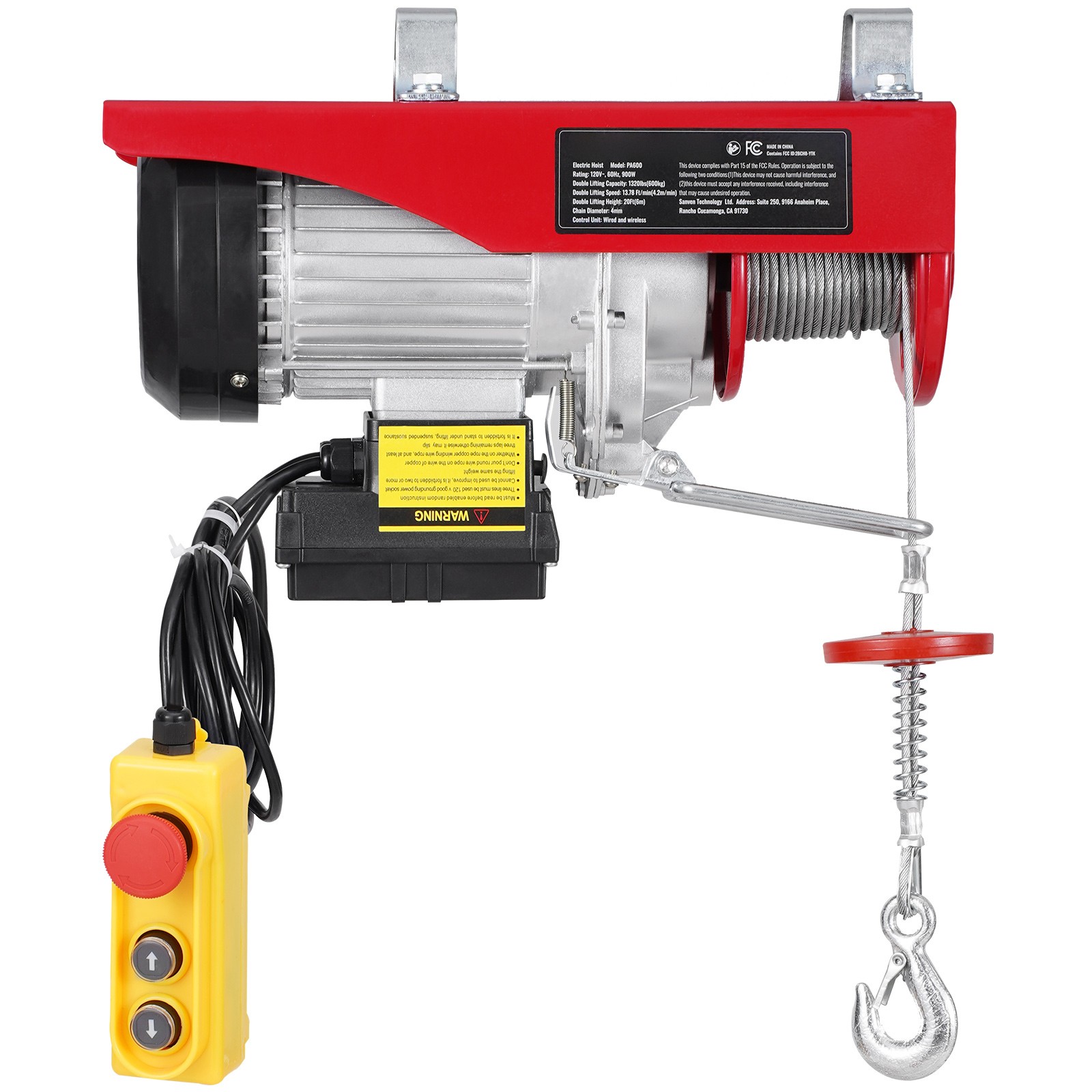 Uimoso Electric Hoist Crane Winch 1320 lbs Capacity with Wireless & Wired Remote
